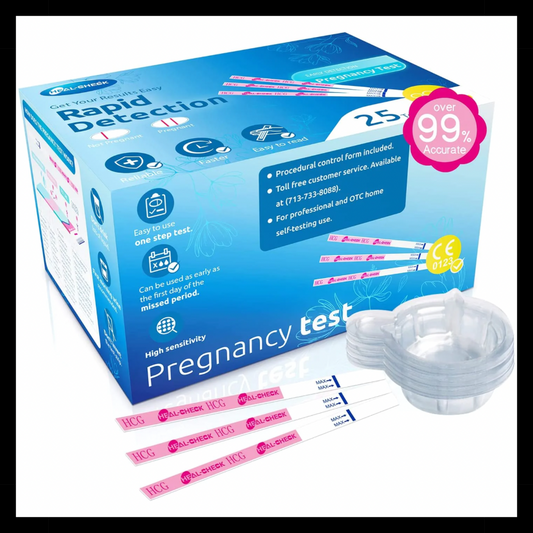 Pregnancy Tests with Cup, Extra-Wide HCG Test, 25 Count Test Strips, over 99% Accurate for Home Detection, Bulk Fertility Test Kit, Wider 5Mm, More Comfortable Grip, Individually Wrapped