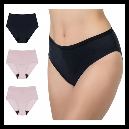 Washable Absorbent Urine Incontinence Underwear for Women, High Waist Panties for Bladder Leakage Protection 60ML, 3 Pack(Large, Black-Dusk-Dusk)
