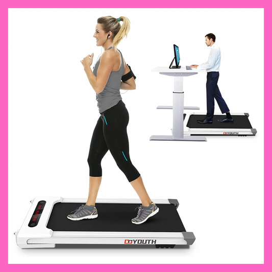 2 in 1 under Desk Electric Treadmill Motorized Exercise Machine with Wireless Speaker, Remote Control and LED Display, Walking Jogging Machine for Home/Office Use