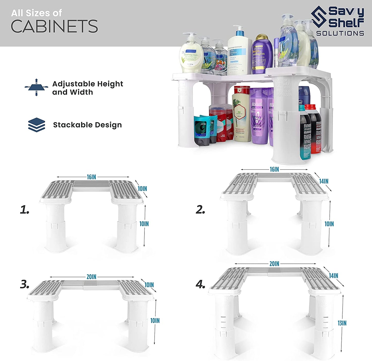 Expandable under Sink Organizer and Storage I Bathroom under the Sink Organizer Kitchen under Sink Shelf I Cleaning Supplies (Undersink)