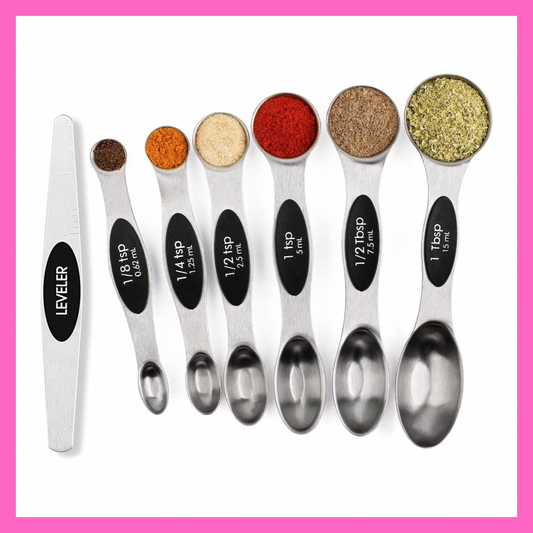 Magnetic Measuring Spoons Set Stainless Steel with Leveler, Stackable Metal Tablespoon Measure Spoon for Baking, Measuring Cups and Spoon Set Kitchen Gadgets Apartment Essentials Fits in Spice Jars