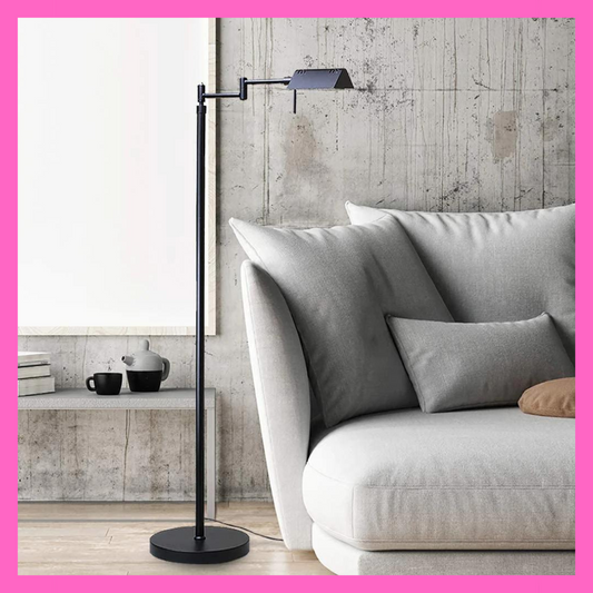 O’Bright Dimmable LED Pharmacy Floor Lamp, 12W LED, Full Range Dimming, 360 Degree Swing Arms, Adjustable Heights, Standing Lamp for Reading, Sewing, and Craft, ETL Listed (Black)