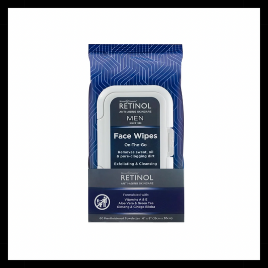 Men Facial Wipes Anti-Aging Cleansing Towelettes - Quickly Cleanse Face from Sweat, Oil and Pore-Clogging Dirt without Any Heavy Residue