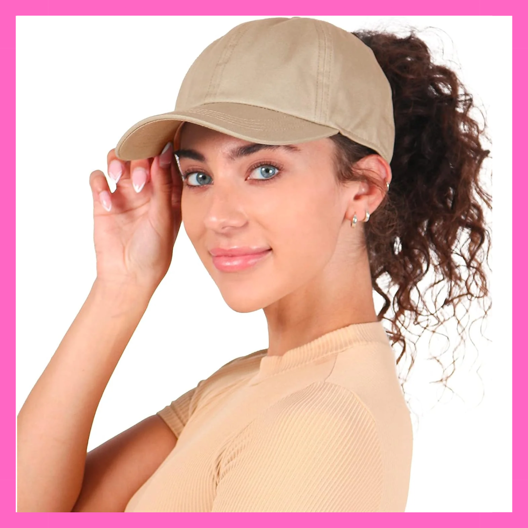 Satin-Lined Ponytail Cap - Designed for Women with Curly Hair, Ponytail Hats for Women, Curly Hair Baseball Cap