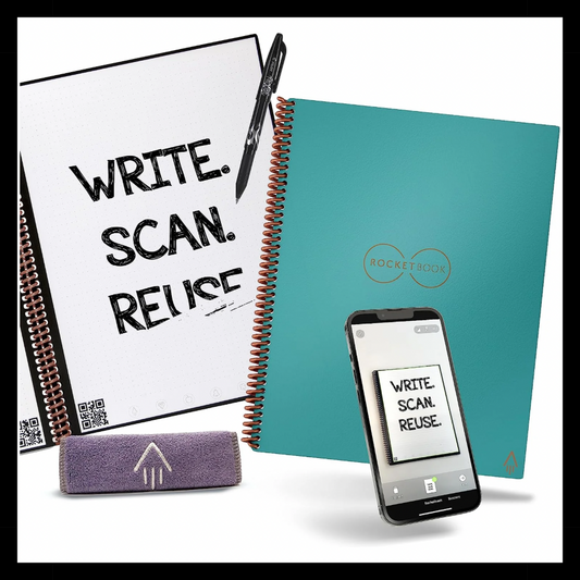 Core Reusable Smart Notebook | Innovative, Eco-Friendly, Digitally Connected Notebook with Cloud Sharing Capabilities | Dotted, 8.5" X 11", 32 Pg, Neptune Teal, with Pen, Cloth, and App Included