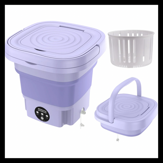 Portable Washing Machine Foldable, Small Washing Machine with 3 Modes Deep Cleaning, Mini Washer for Baby Clothes, Underwear or Small Items, Apartment, Dorm, Camping, RV, Travel, Laundry-Purple