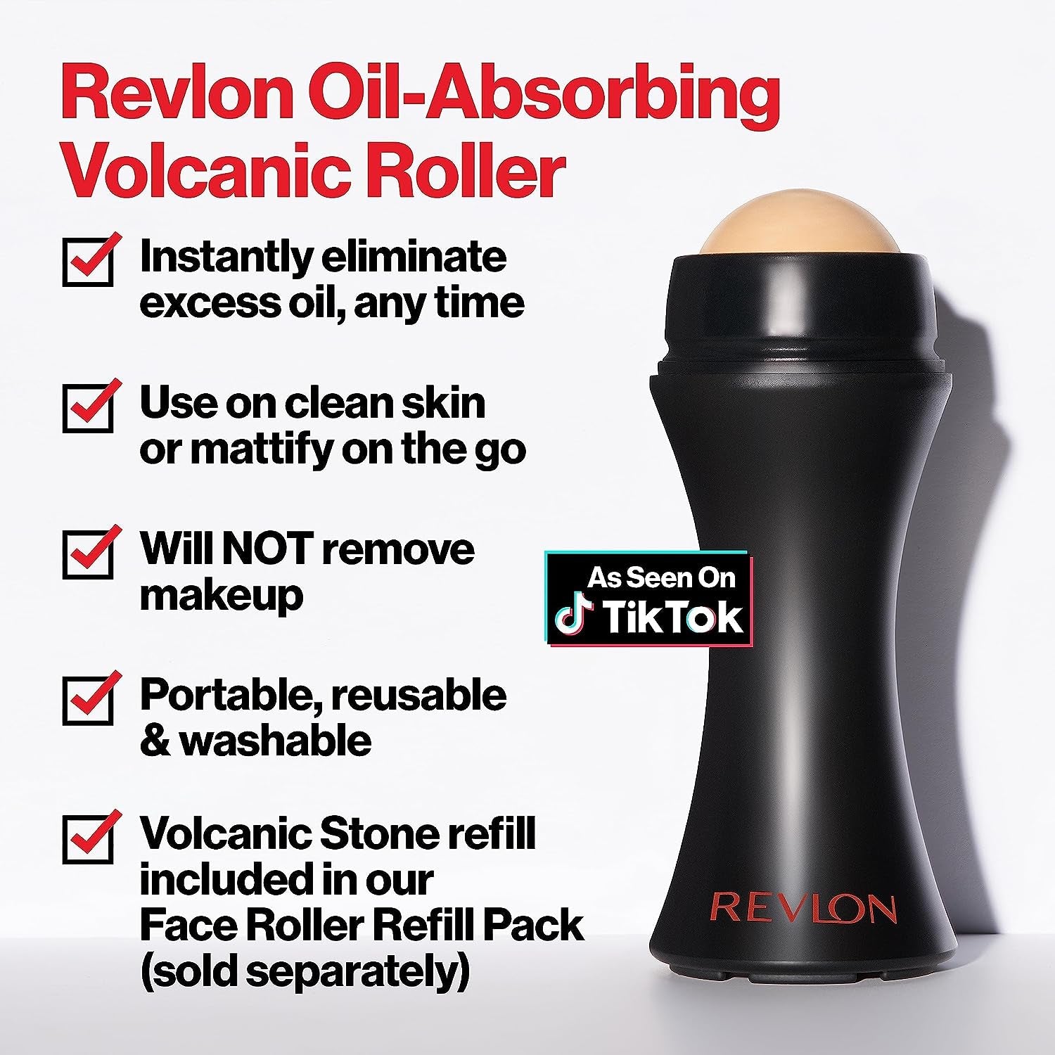 Face Roller, Oily Skin Control for Face Makeup, Oil Absorbing, Volcanic Reusable Facial Skincare Tool for At-Home or On-The-Go Mini Massage