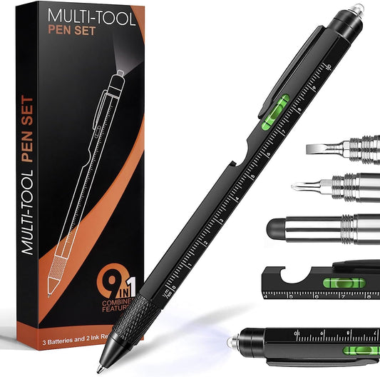 Gifts for Men, Dad Gifts from Daughter Son, Stocking Stuffers for Men Adults, 9 in 1 Multitool Pen, Cool Gadgets for Men, Mens Gifts for Christmas, Valentines Day Gifts for Him Boyfriend Men Husband