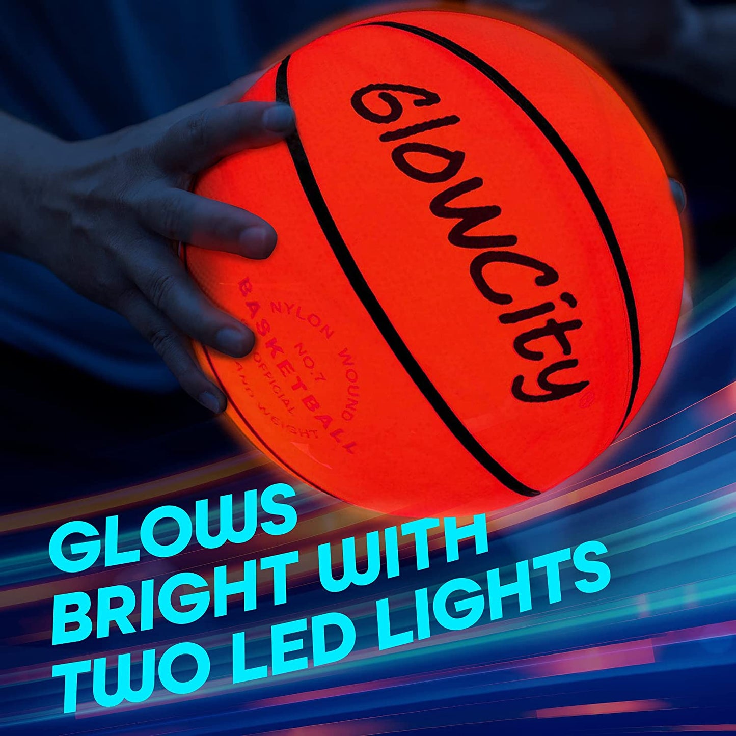 Glow in the Dark Basketball for Teen Boy - Glowing Red Basket Ball, Light up LED Toy for Night Ball Games - Sports Stuff & Gadgets for Kids Age 8 Years Old and Up
