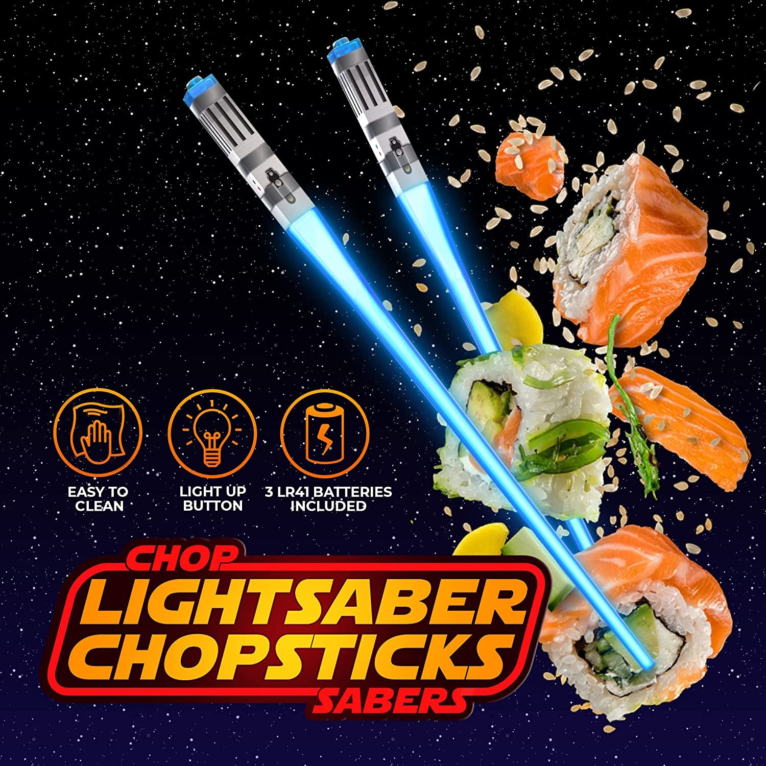 Lightsaber Chopsticks Light Up, Star Wars Chopsticks Light Up, Mini Lightsaber, Fun Chop, Cool Chopsticks, Light Saber Chopsticks, Led Chopsticks, 2 PAIRS, Blue Red (Glossy Tips)