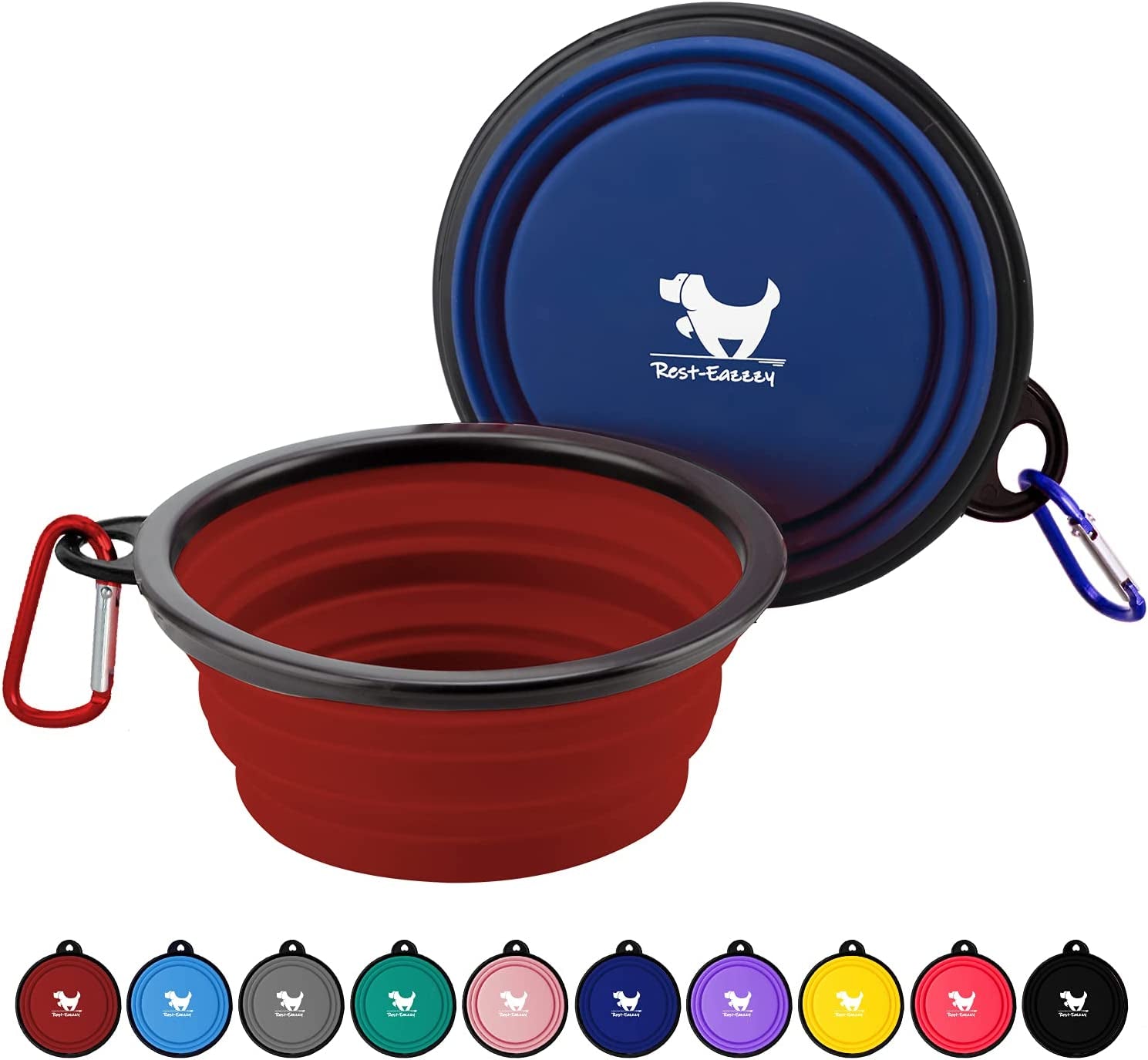 Collapsible Dog Bowls for Travel, 2-Pack Dog Portable Water Bowl for Dogs Cats Pet Foldable Feeding Watering Dish for Traveling Camping Walking with 2 Carabiners, BPA Free