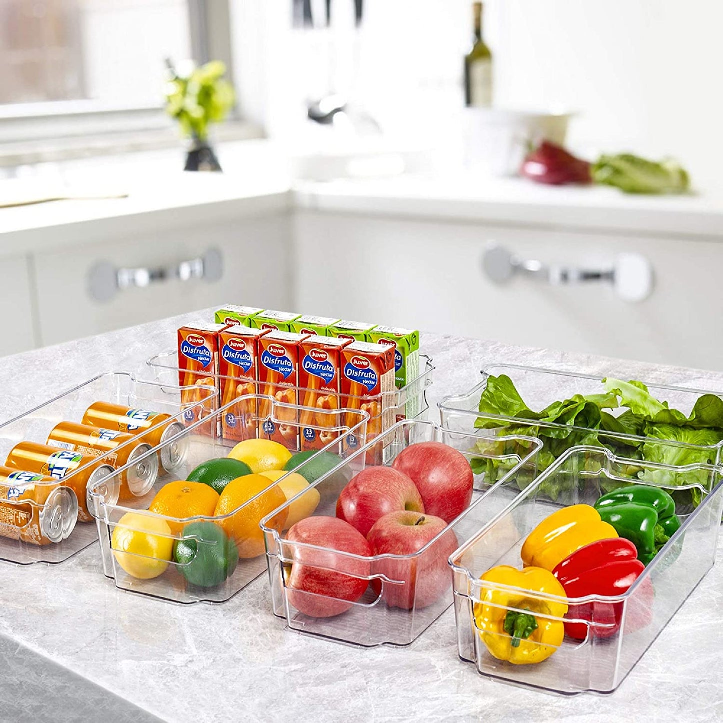 Refrigerator Organizer Bins - 8Pcs Clear Plastic Bins for Fridge, Freezer, Kitchen Cabinet, Pantry Organization, BPA Free Fridge Organizer, 12.5" Long, Clear
