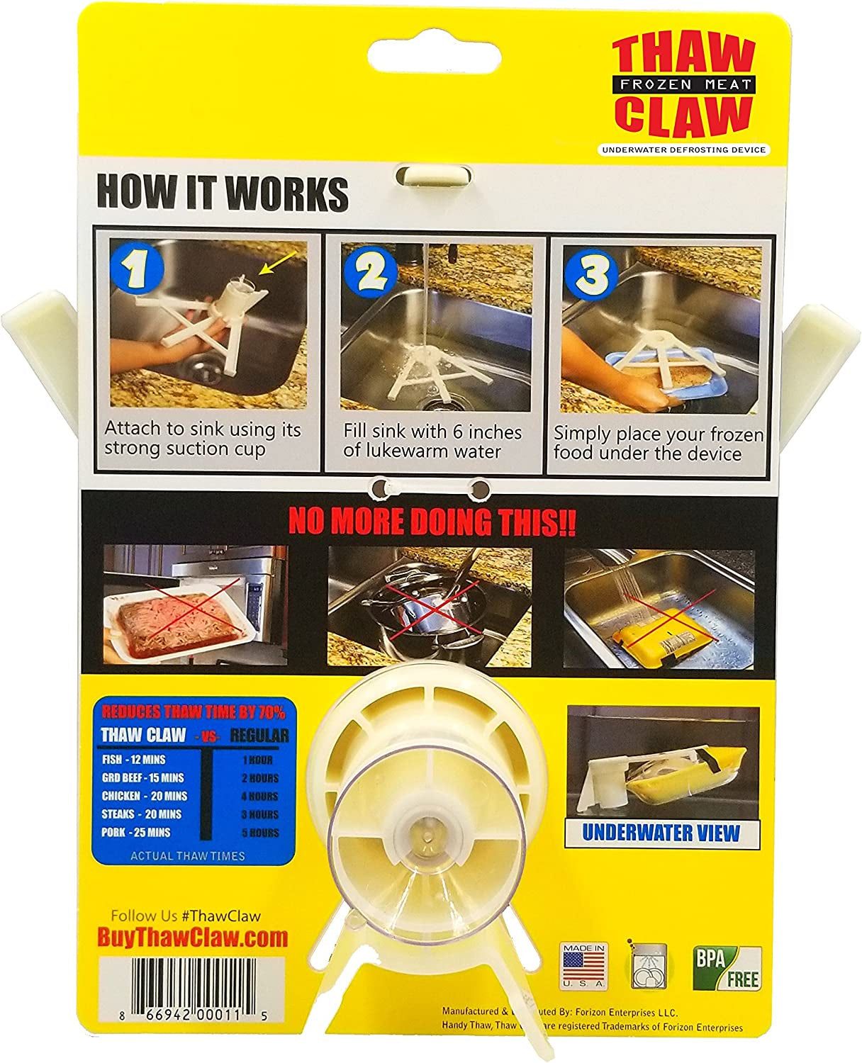 Helps Thaw Frozen Meat 7X Faster & 100% Safer - Thaws in Minutes Instead of Hours - Your Favorite New Kitchen Gadget!