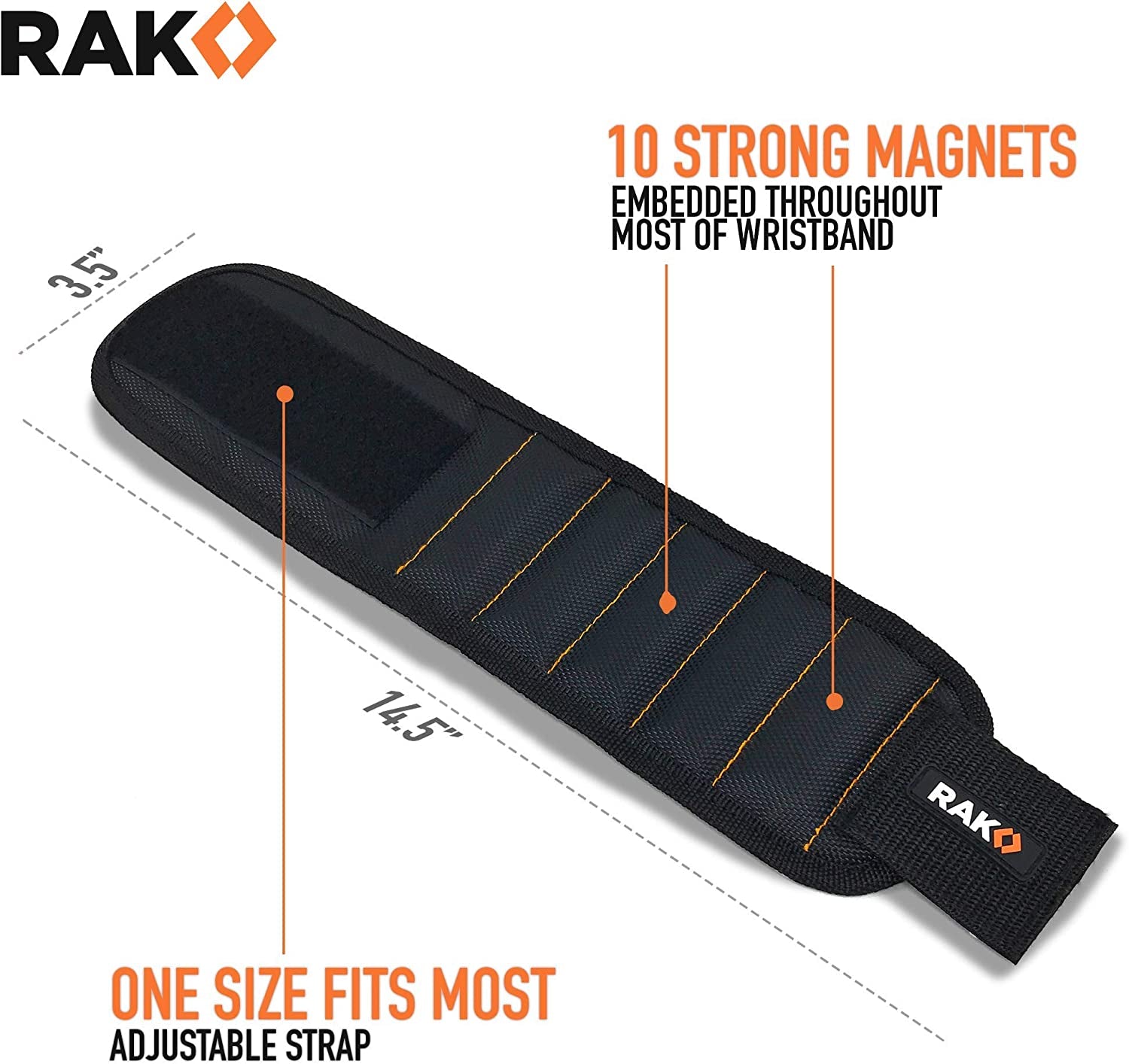 RAK Magnetic Wristband for Holding Screws, Nails and Drill Bits - Birthday Gifts for Men - Made from Premium Ballistic Nylon with Lightweight Powerful Magnets - Cool Gadget Gifts for Men
