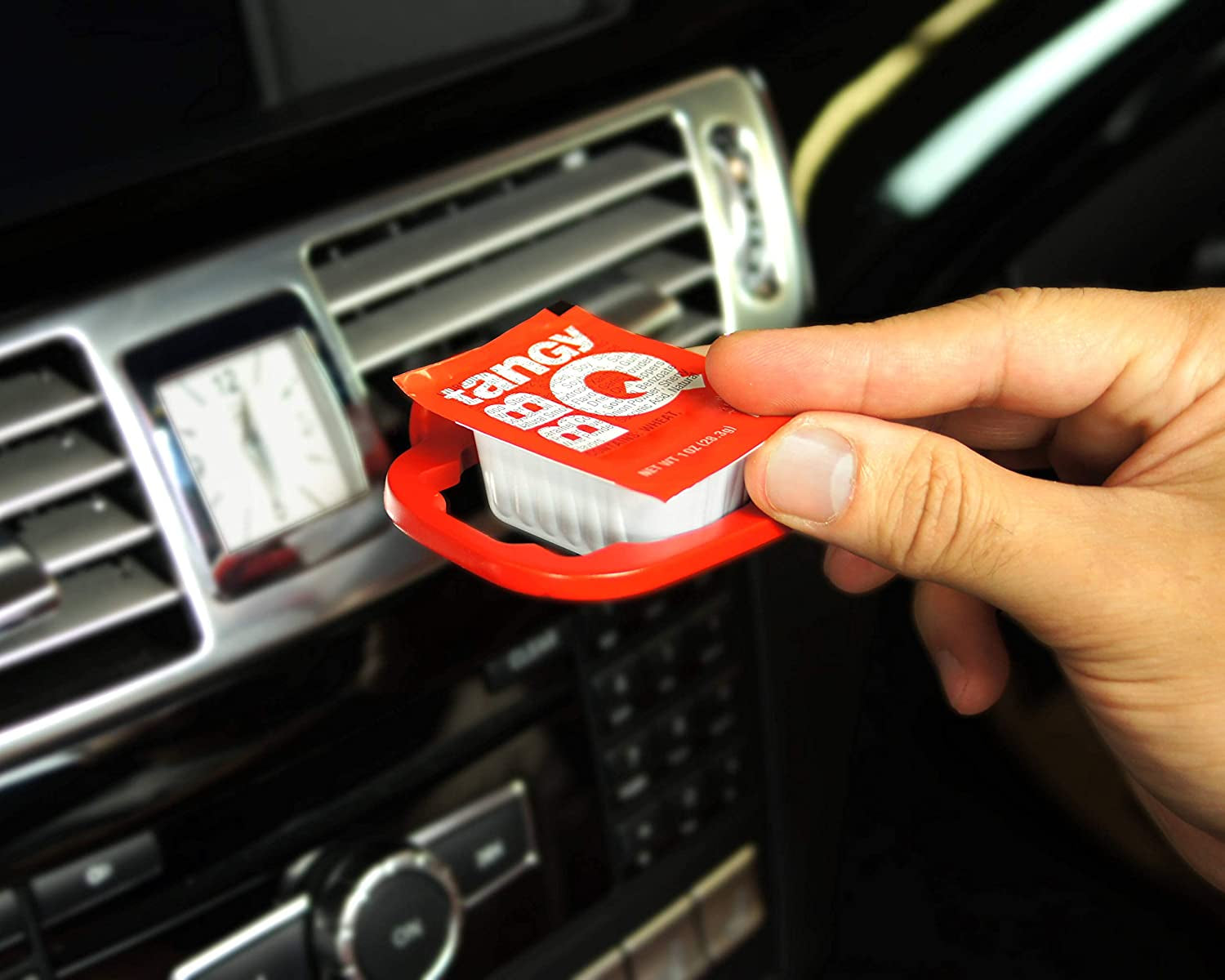 Dip Clip | an In-Car Sauce Holder for Ketchup and Dipping Sauces. as Seen on Shark Tank (2 Pack, Black)