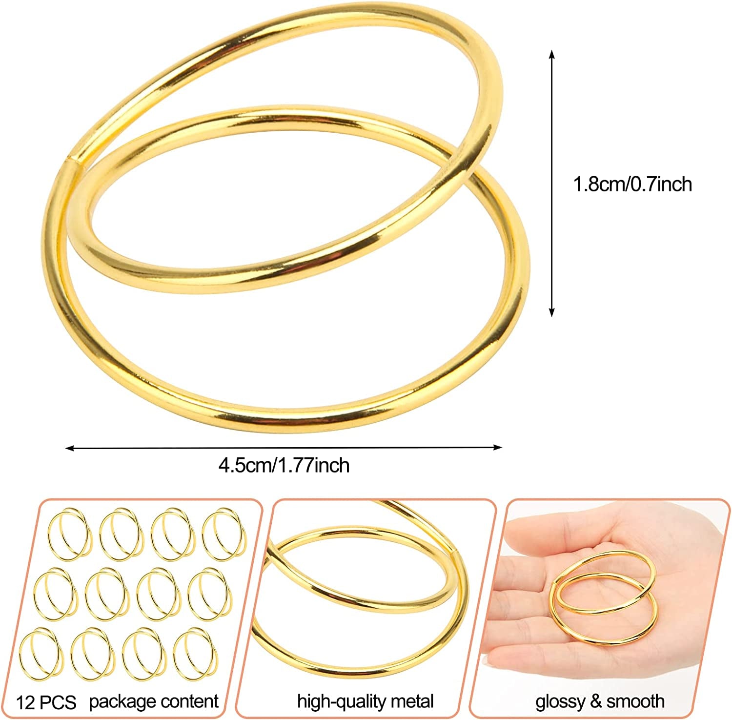 Gold Napkin Rings, 12 PCS Metal Spiral Napkin Rings, Napkin Holders Buckles for Wedding, Dinner Party, Table Decorations