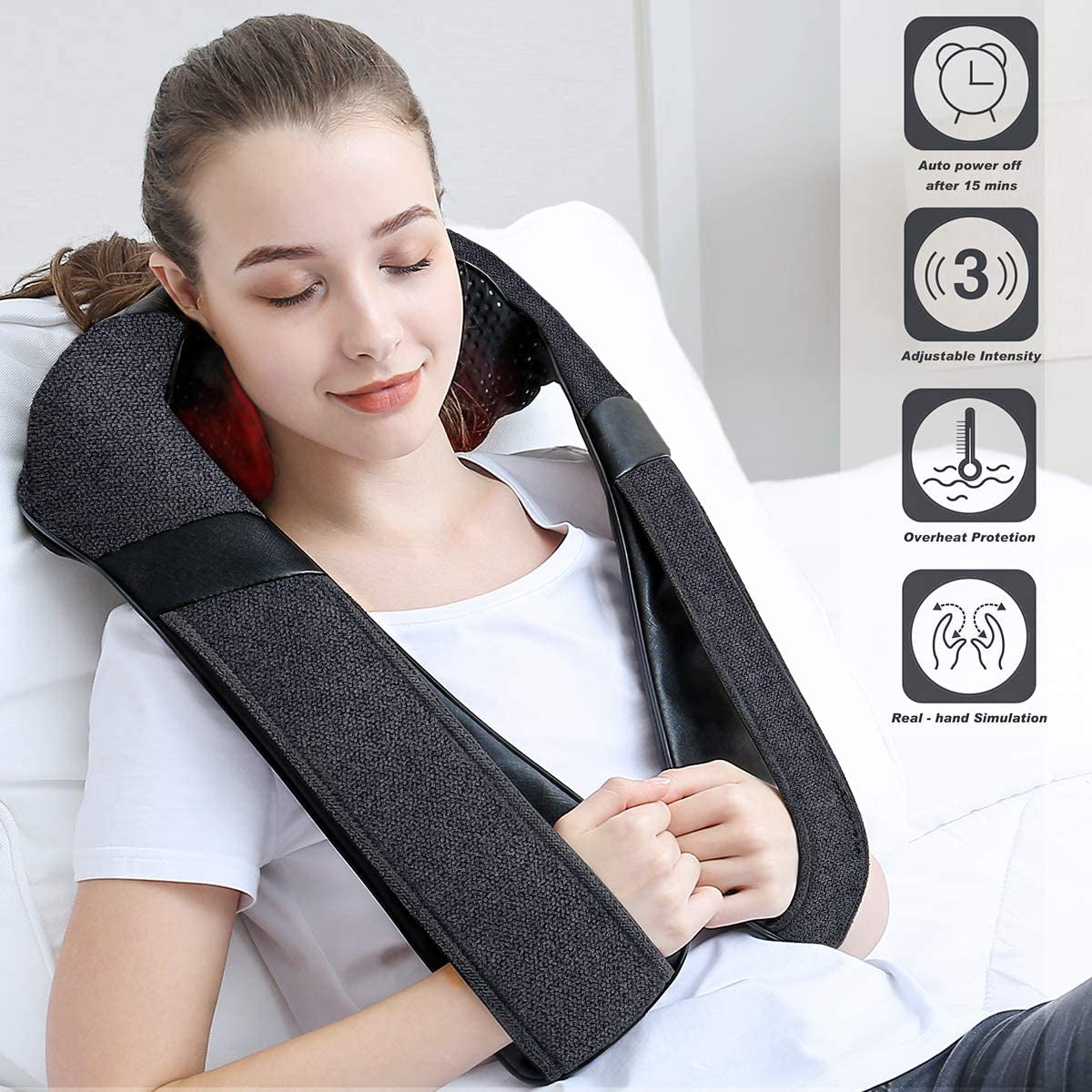 Back Massager, Shiatsu Neck Massager with Heat, Electric Shoulder Massager, Kneading Massage Pillow for Neck, Back, Shoulder, Foot, Leg, Muscle Pain Relief, Get Well Soon Presents - Christmas Gifts