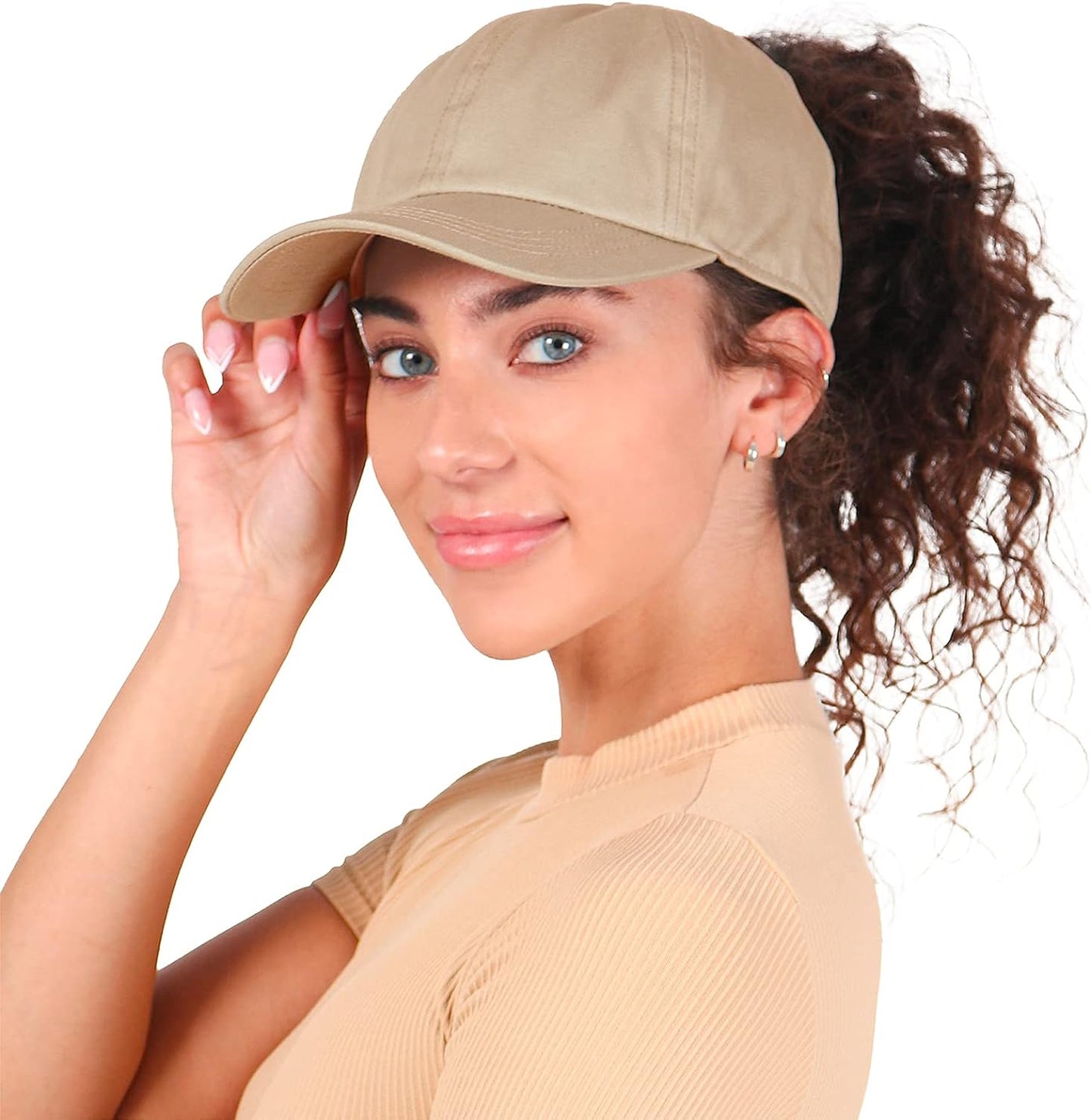 Satin-Lined Ponytail Cap - Designed for Women with Curly Hair, Ponytail Hats for Women, Curly Hair Baseball Cap