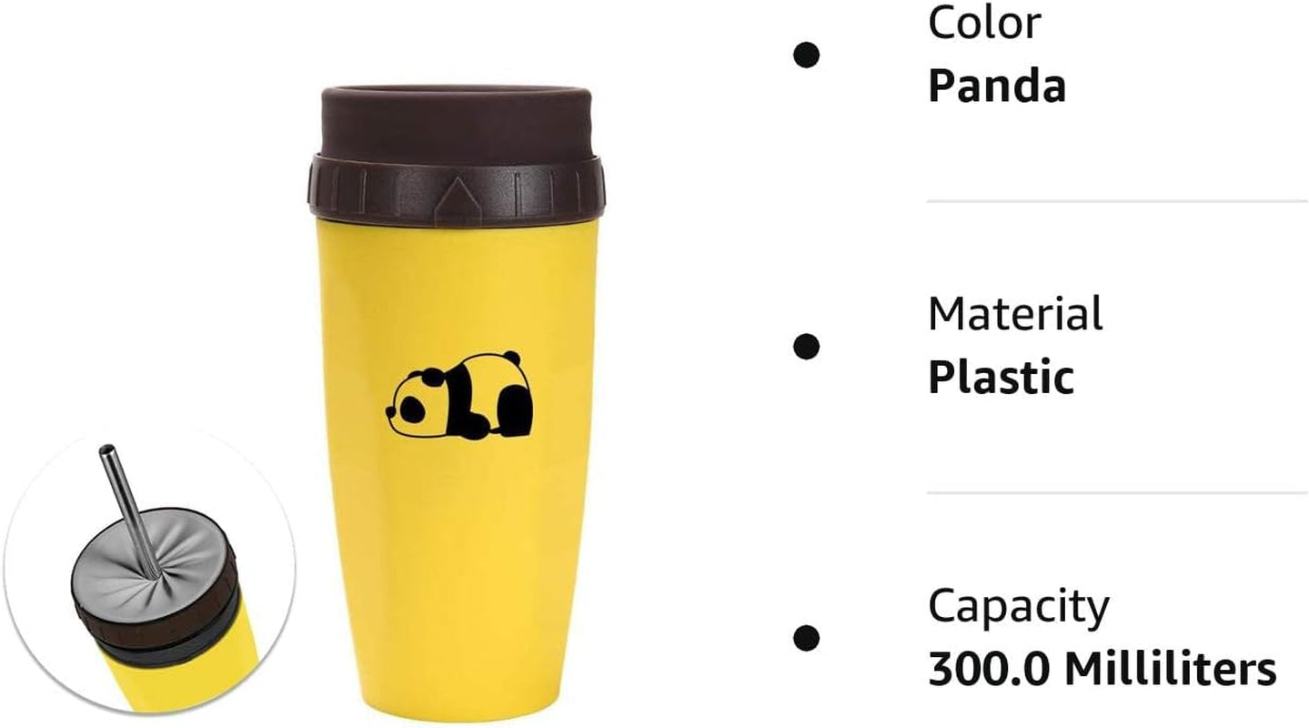 Twizz Coffee Cup Aperture Mug with Straw Double Silicone Tiktok Leak Proof and Insulated Revolutionary Twist Plastic Travel Mug, Lidless Panda