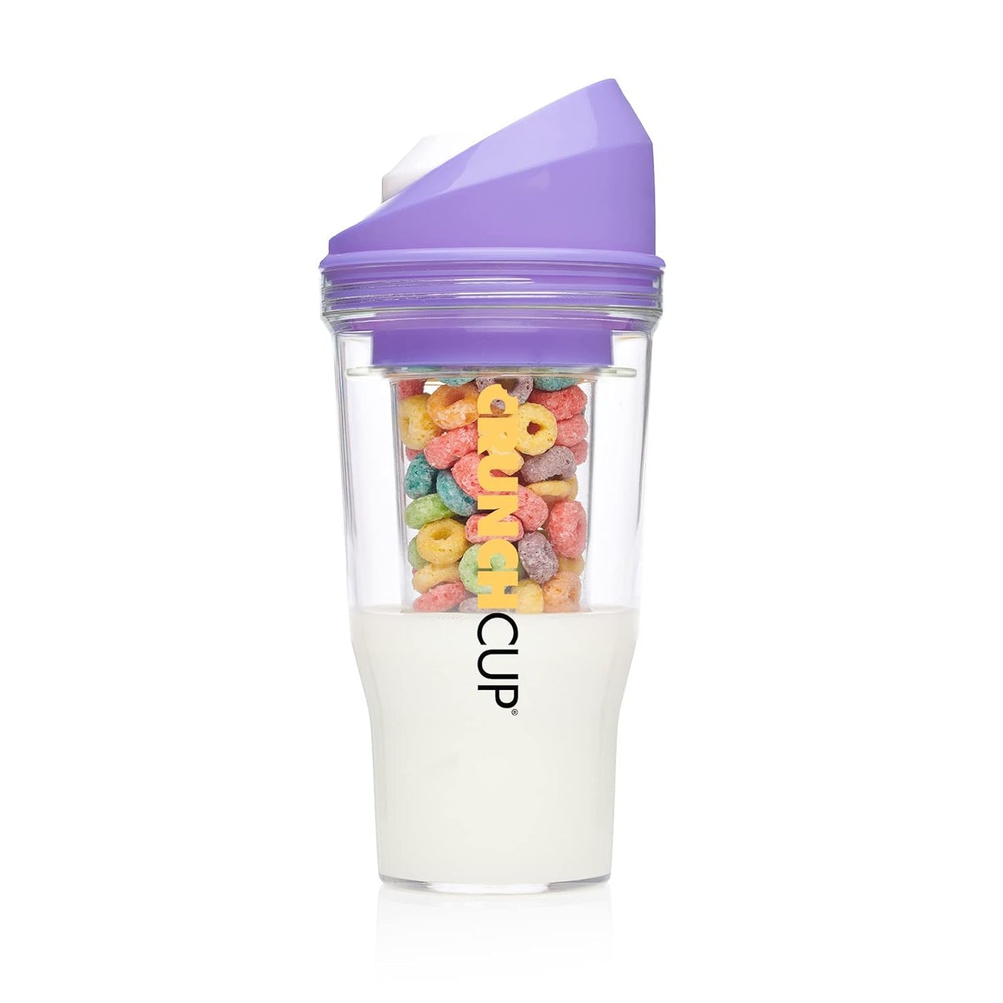 CRUNCHCUP the XL Blue - Portable Plastic Cereal Cups for Breakfast on the Go, to Go Cereal and Milk Container for Your Favorite Breakfast Cereals, No Spoon or Bowl Required
