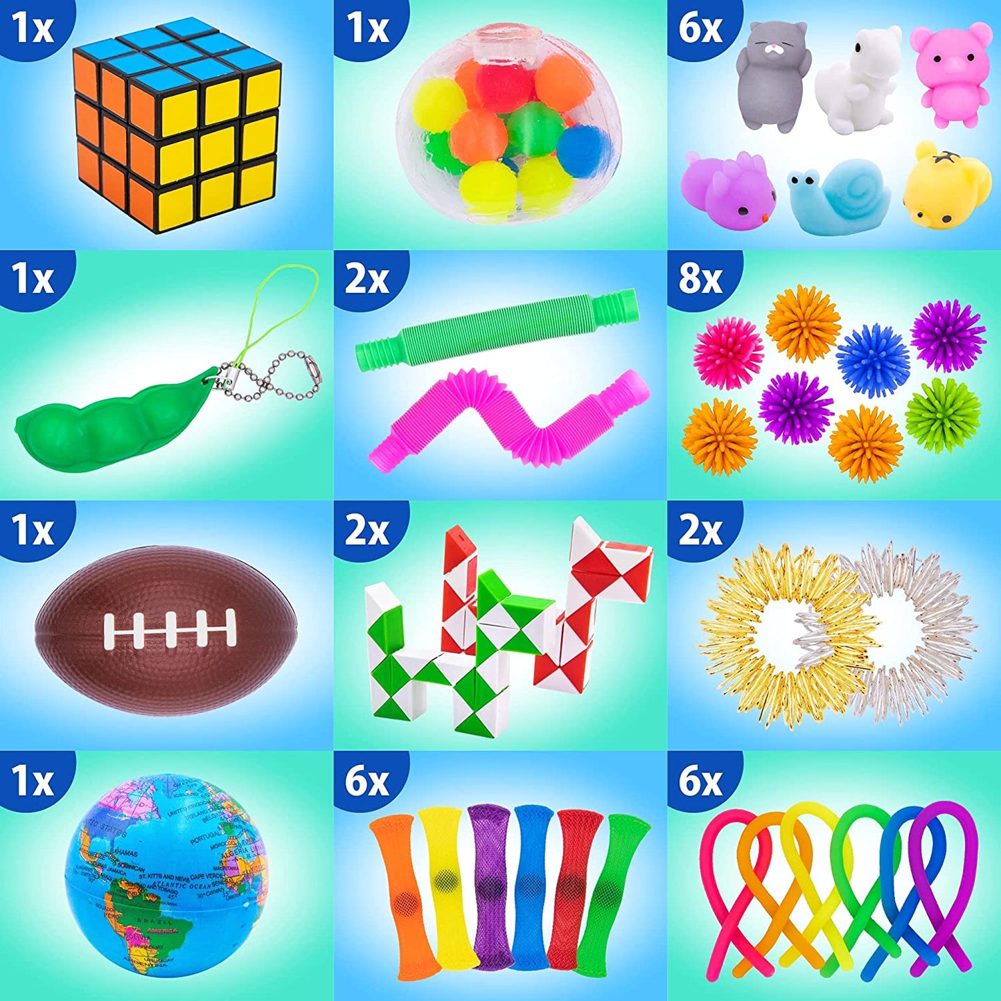 50 Pcs Fidget Pack - Party Favors Gifts for Kids, Adults & Autistics - Stress Relief Autism Sensory Toy - Fidget Toys Bulk for Classroom Treasure Box Prizes - Pop Its Fidgets Stocking Stuffers