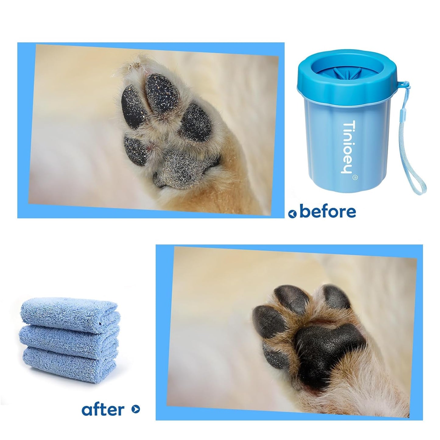 Dog Paw Cleaner for Medium Dogs (With 3 Absorbent Towels), Dog Paw Washer, Paw Buddy Muddy Paw Cleaner, Pet Foot Cleaner