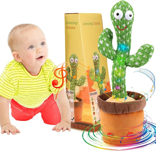 Dancing Cactus Baby Toys 6 to 12 Months, Talking Repeats What You Say Boy Toys, Mimicking Toy with LED English Sing 15 Second Voice Recorder Musical