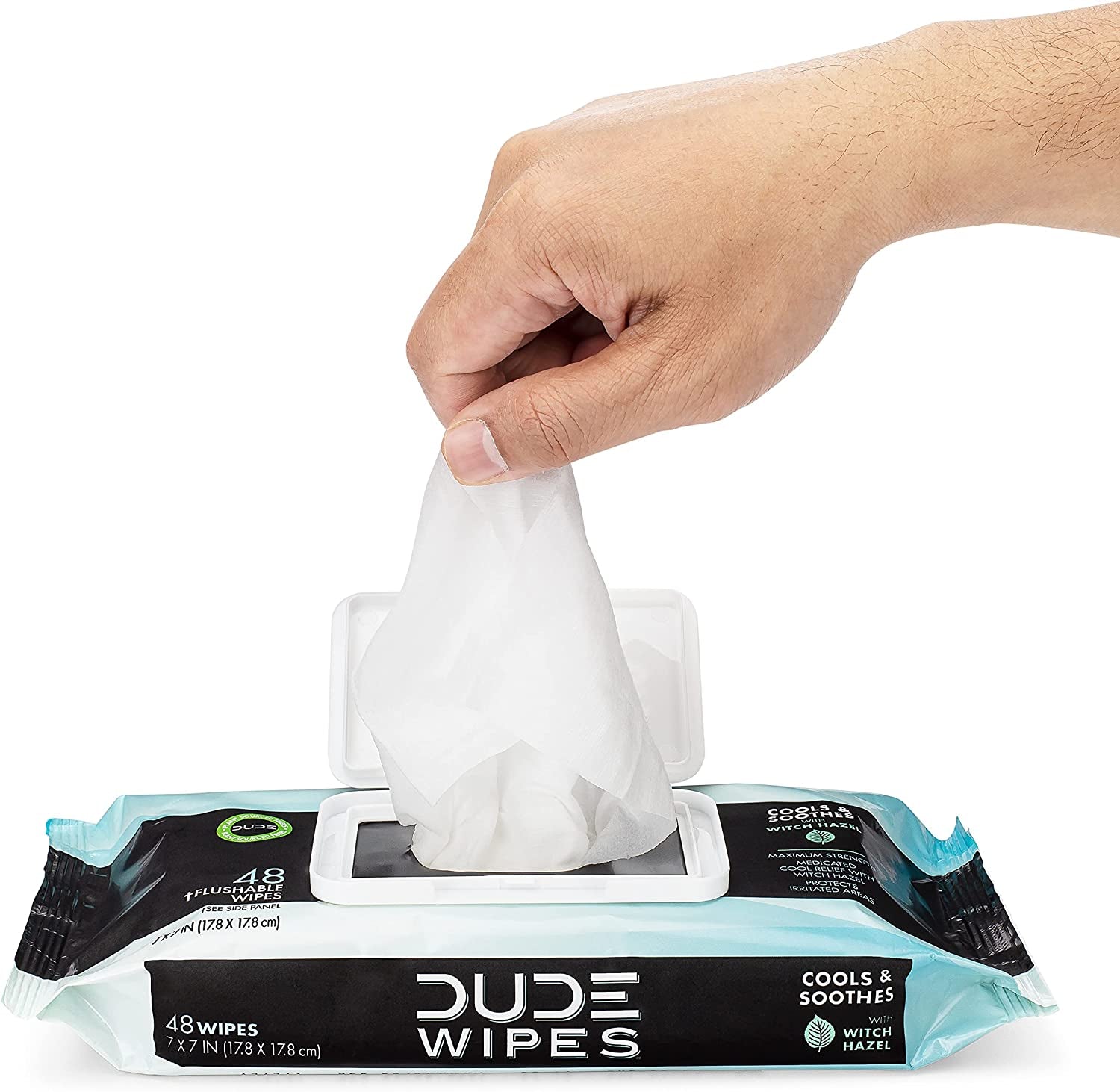 DUDE Wipes - Medicated Flushable Wipes - 3 Pack, 144 Wipes - Unscented Extra-Large Adult Wet Wipes - Maximum Strength Medicated Witch Hazel - Septic and Sewer Safe Medicated Wipes