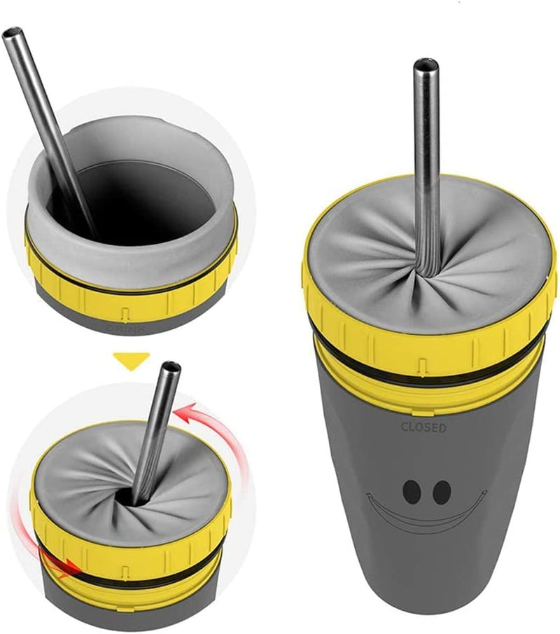 Twizz Coffee Cup Aperture Mug with Straw Double Silicone Tiktok Leak Proof and Insulated Revolutionary Twist Plastic Travel Mug, Lidless Panda