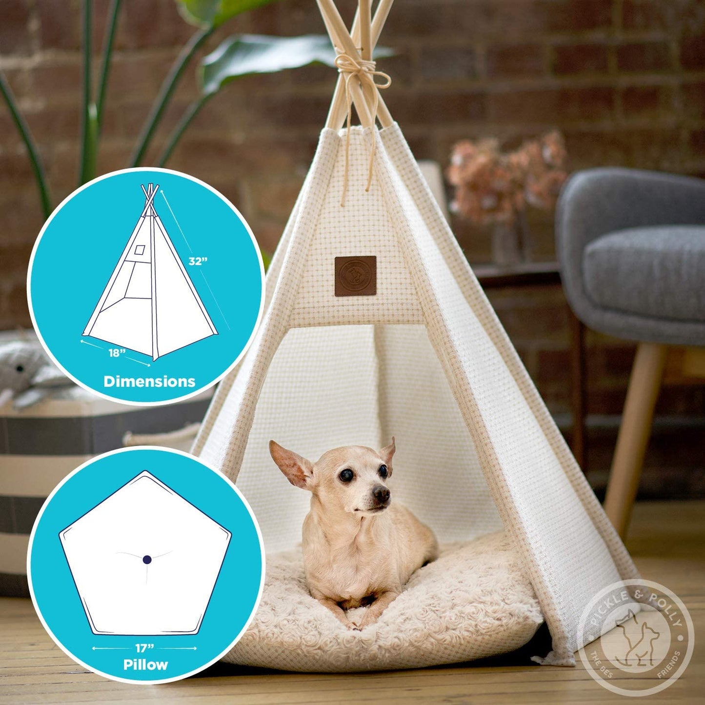 - Small to Medium Dog Teepee/Tent for Cats - Stylish, Soft, Cozy Bed W/Thick Plush Pad, Durable Fabric & Machine Washable (White)