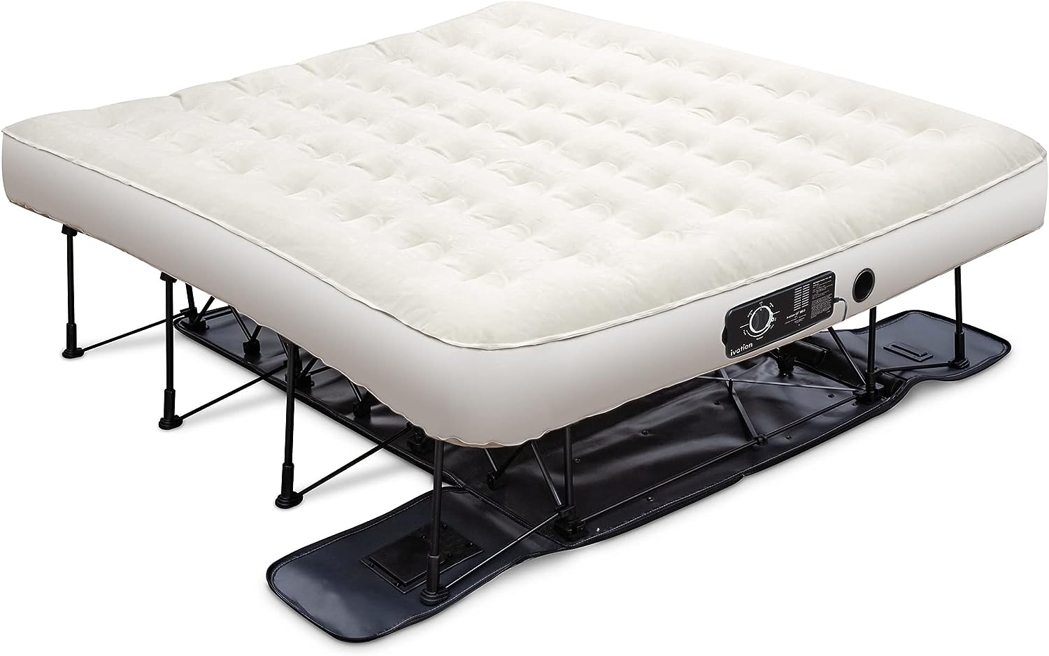 Ez-Bed (Twin) Air Mattress with Deflate Defender™ Technology Dual Auto Comfort Pump and Dual Layer Laminate Material - Airbed Frame & Rolling Case for Guest, Travel, Vacation, Camping