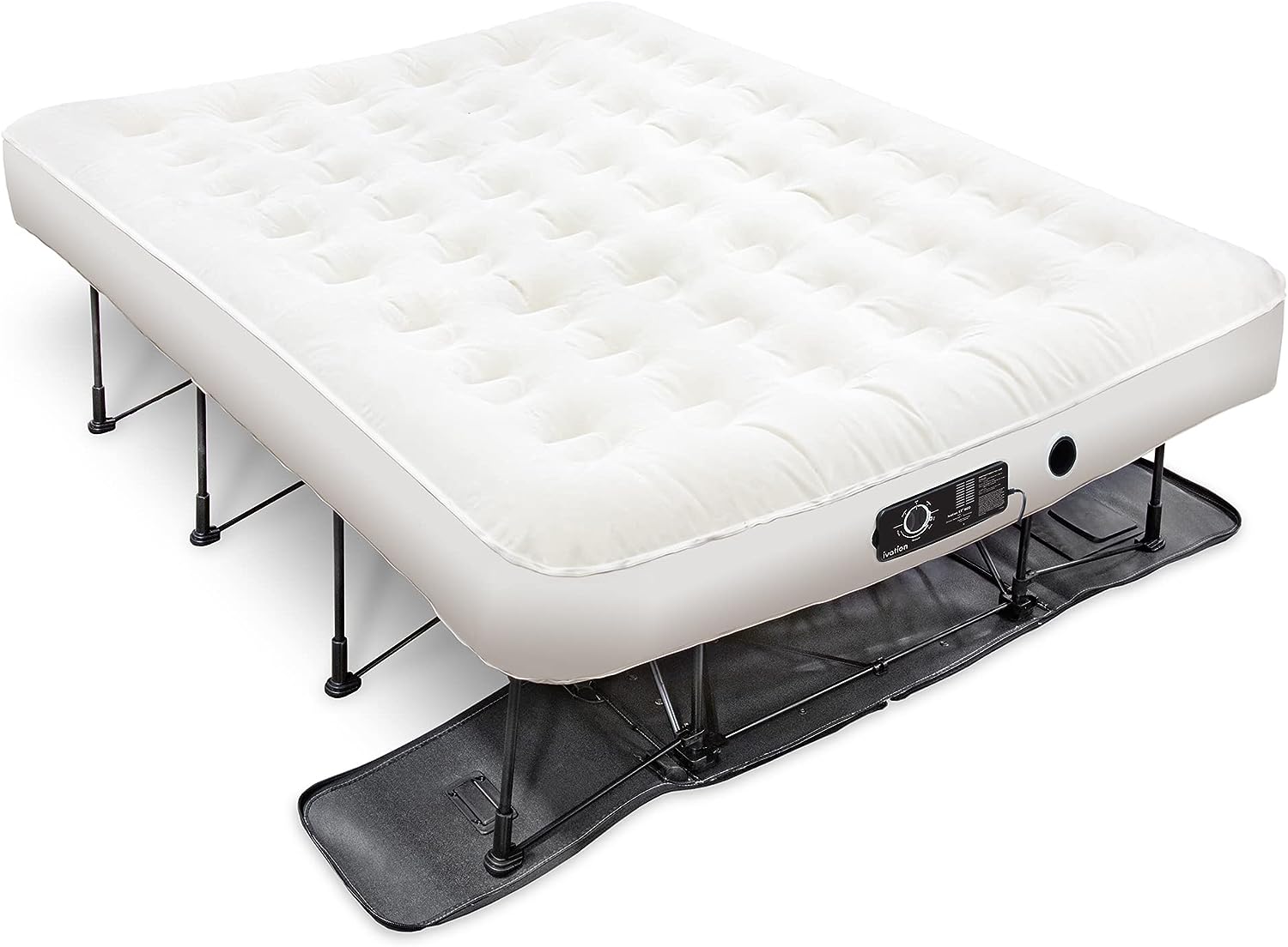 Ez-Bed (Twin) Air Mattress with Deflate Defender™ Technology Dual Auto Comfort Pump and Dual Layer Laminate Material - Airbed Frame & Rolling Case for Guest, Travel, Vacation, Camping