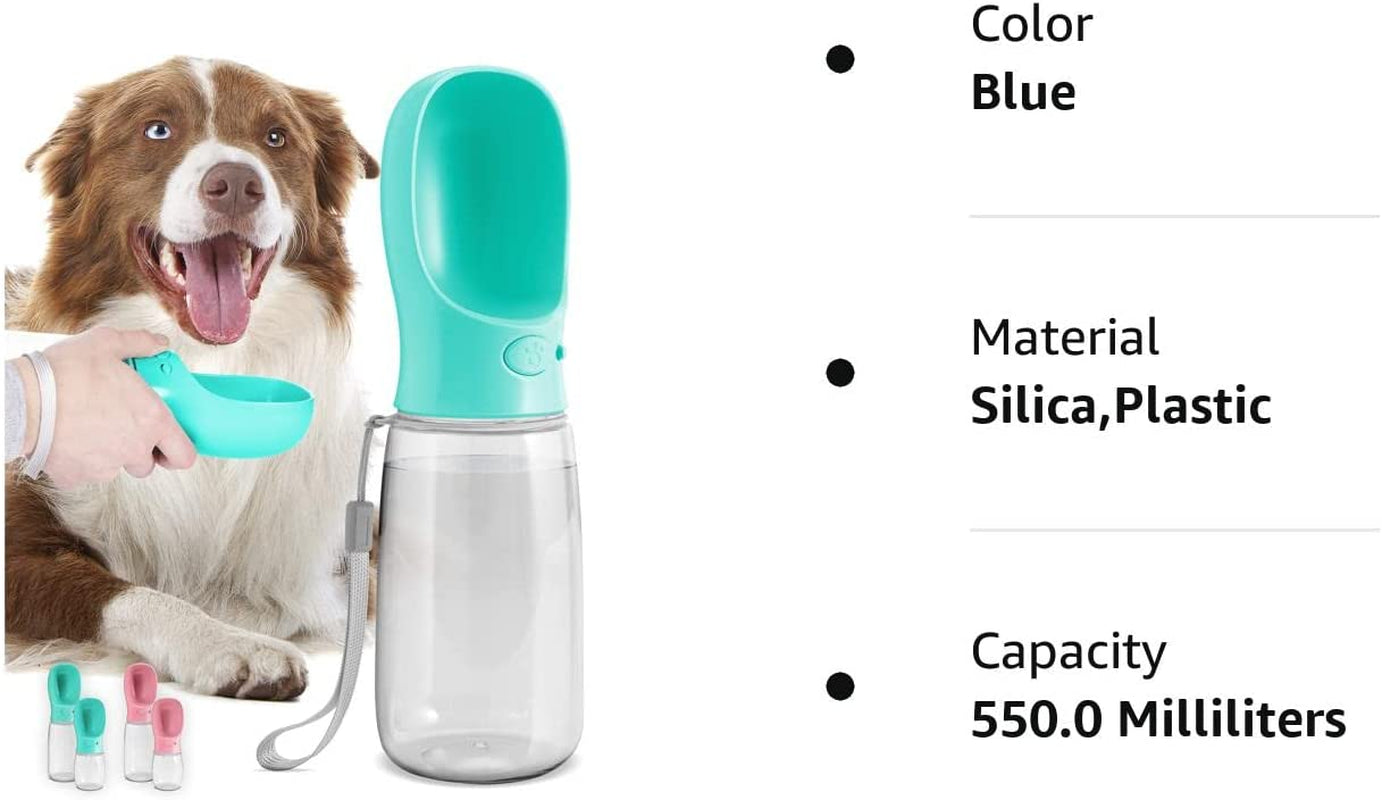 Malsipree Dog Water Bottle, Leak Proof Portable Travel Dog Water Dispenser - Perfect Puppy Drinking Bowl on the Go for Outdoor Walking and Hiking - Pet Accessories (19Oz, Blue)