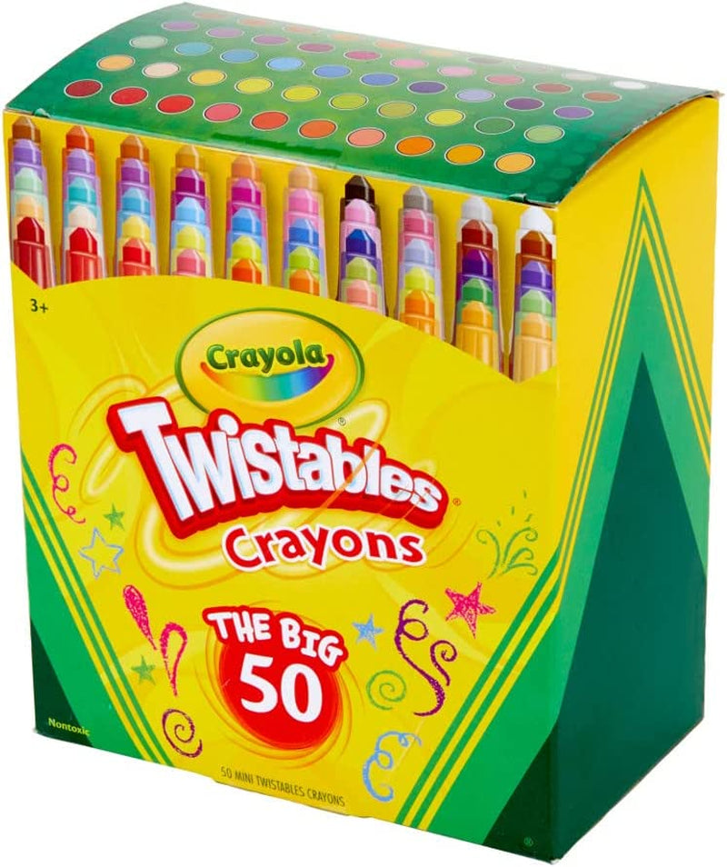 Mini Twistables Crayons (50 Ct), Kids Back to School Supplies, for Preschool & Kindergarten, Crayons for Toddlers & Kids, Ages 3+