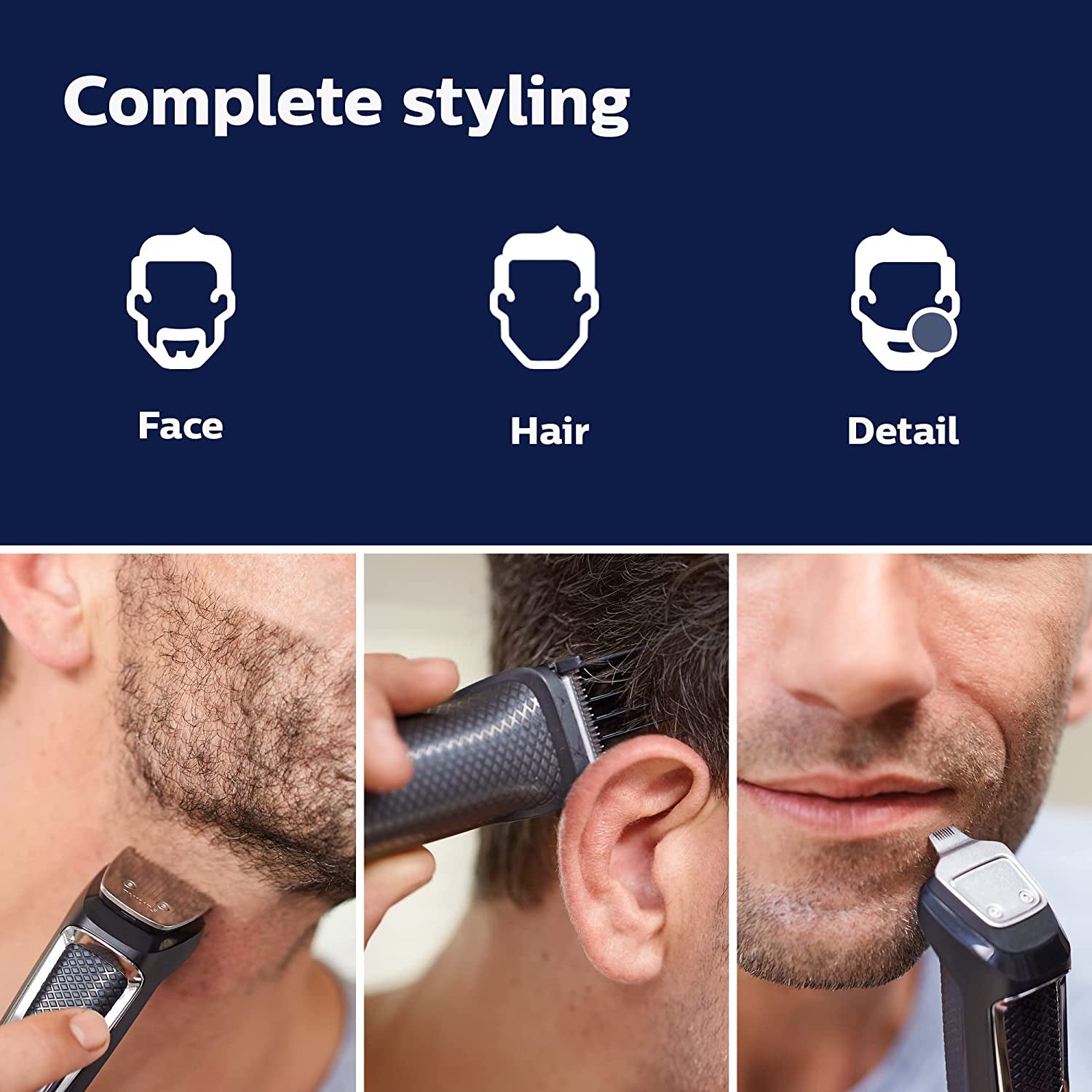 Philips  Multigroomer All-In-One Trimmer Series 3000, 13 Piece Mens Grooming Kit, for Beard, Face, Nose, and Ear Hair Trimmer and Hair Clipper, NO Blade Oil Needed, MG3750/60