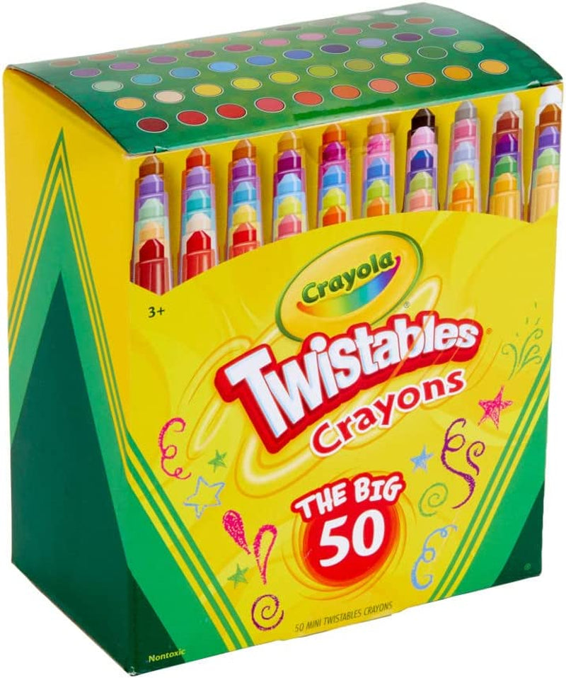 Mini Twistables Crayons (50 Ct), Kids Back to School Supplies, for Preschool & Kindergarten, Crayons for Toddlers & Kids, Ages 3+