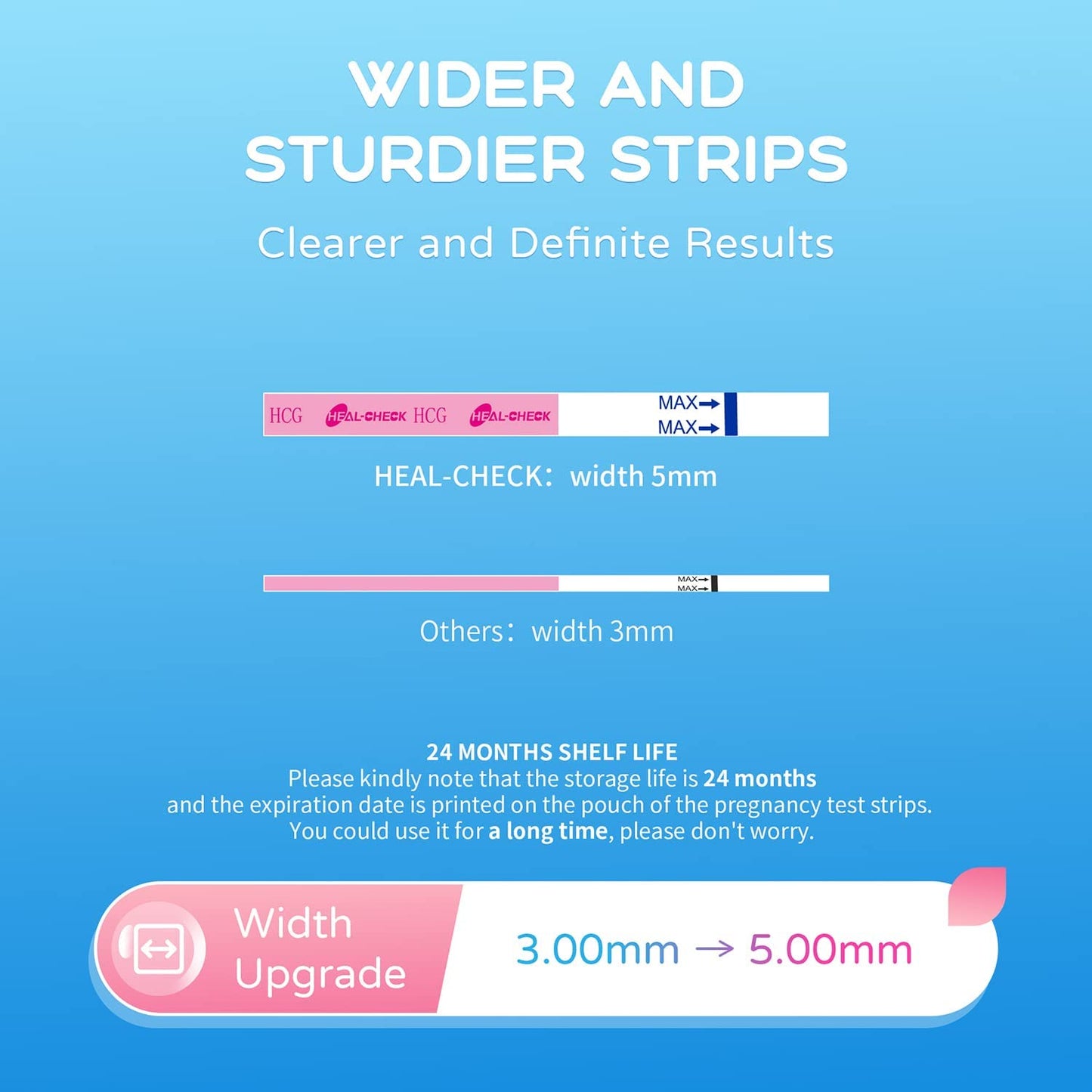 Pregnancy Tests with Cup, Extra-Wide HCG Test, 25 Count Test Strips, over 99% Accurate for Home Detection, Bulk Fertility Test Kit, Wider 5Mm, More Comfortable Grip, Individually Wrapped