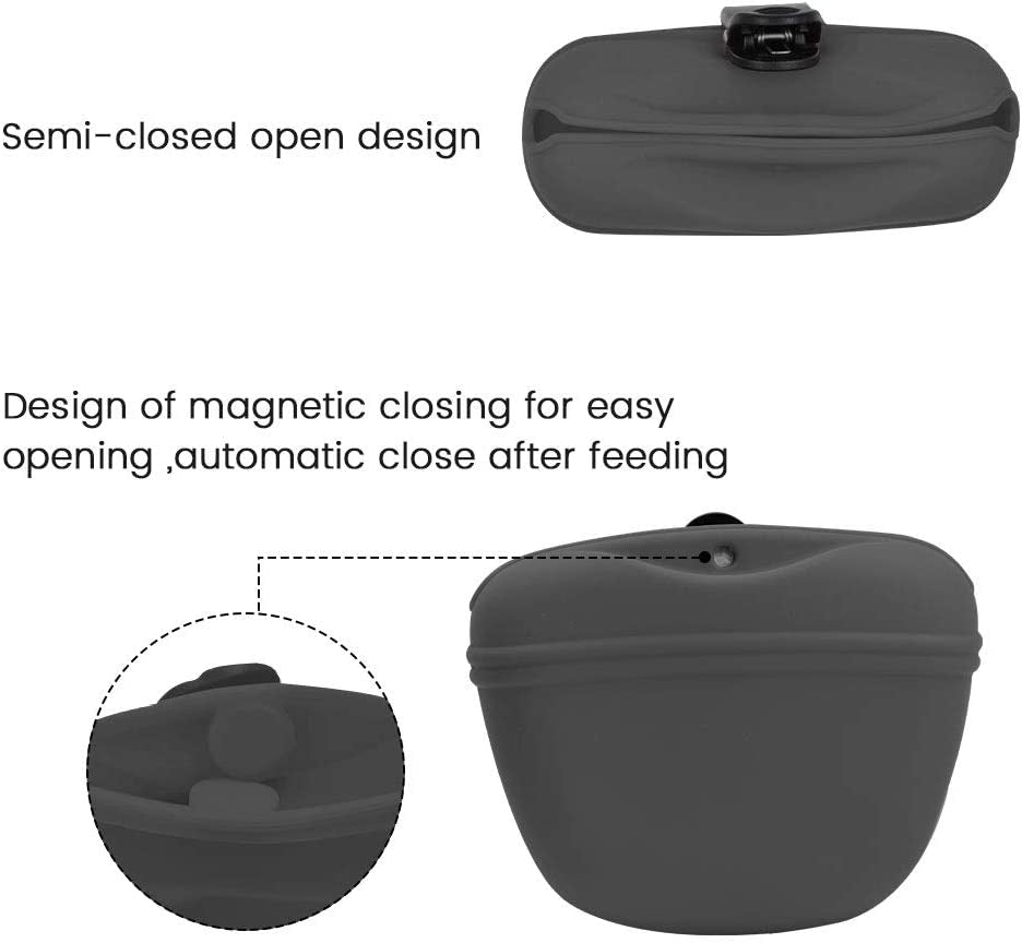 - Silicone Dog Treat Pouch - Clip on Portable Training Container - Convenient Magnetic Buckle Closing and Waist Clip - BPA Free
