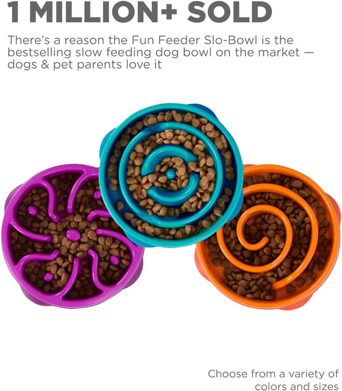 Fun Feeder Slo Bowl, Slow Feeder Dog Bowl, Medium/Mini, Turquoise