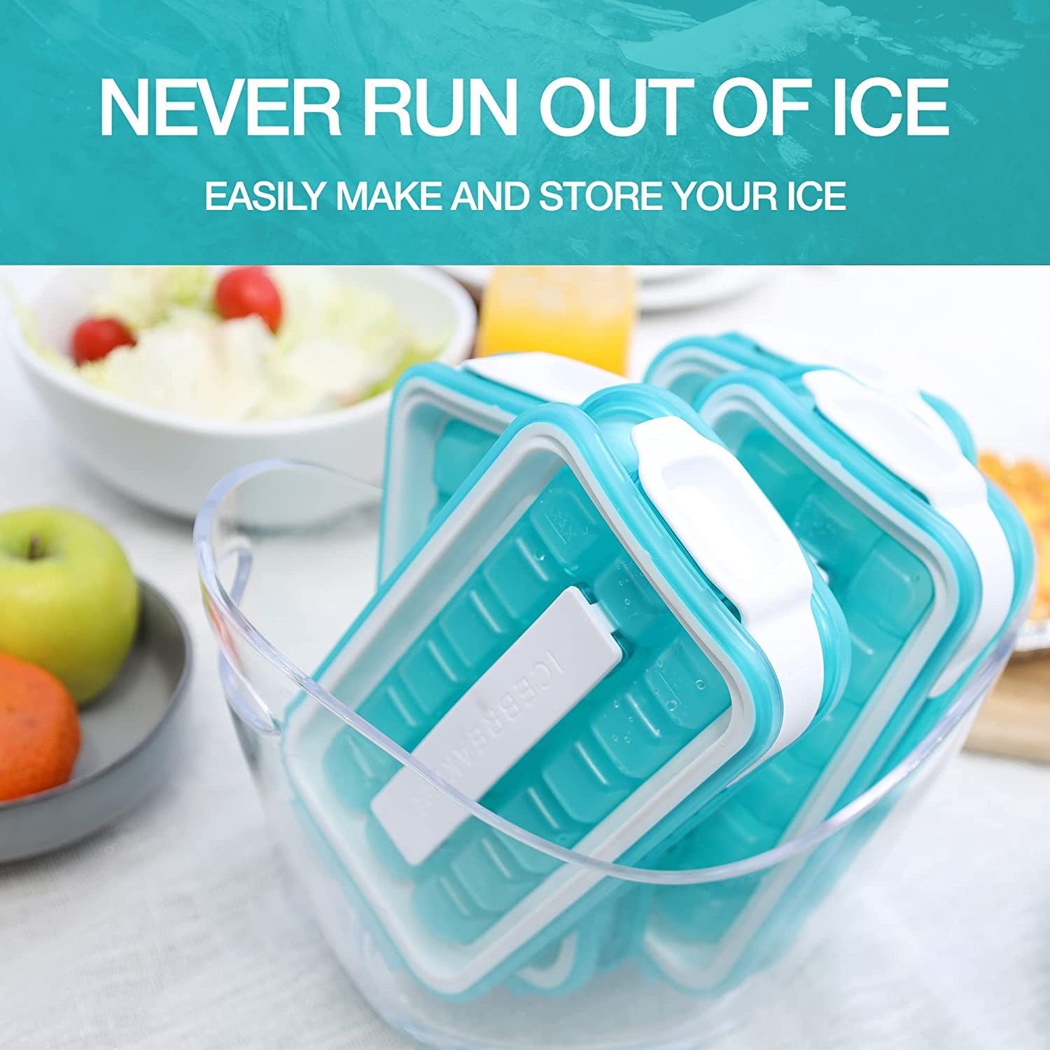 CLEAR POP 2023 - Make and Serve Ice without Ever Touching the Ice - the Sanitary Ice Tray for Freezer - NO Spills Silicone Tray with Lid - Ice Cube Maker 18 Ice Cubes
