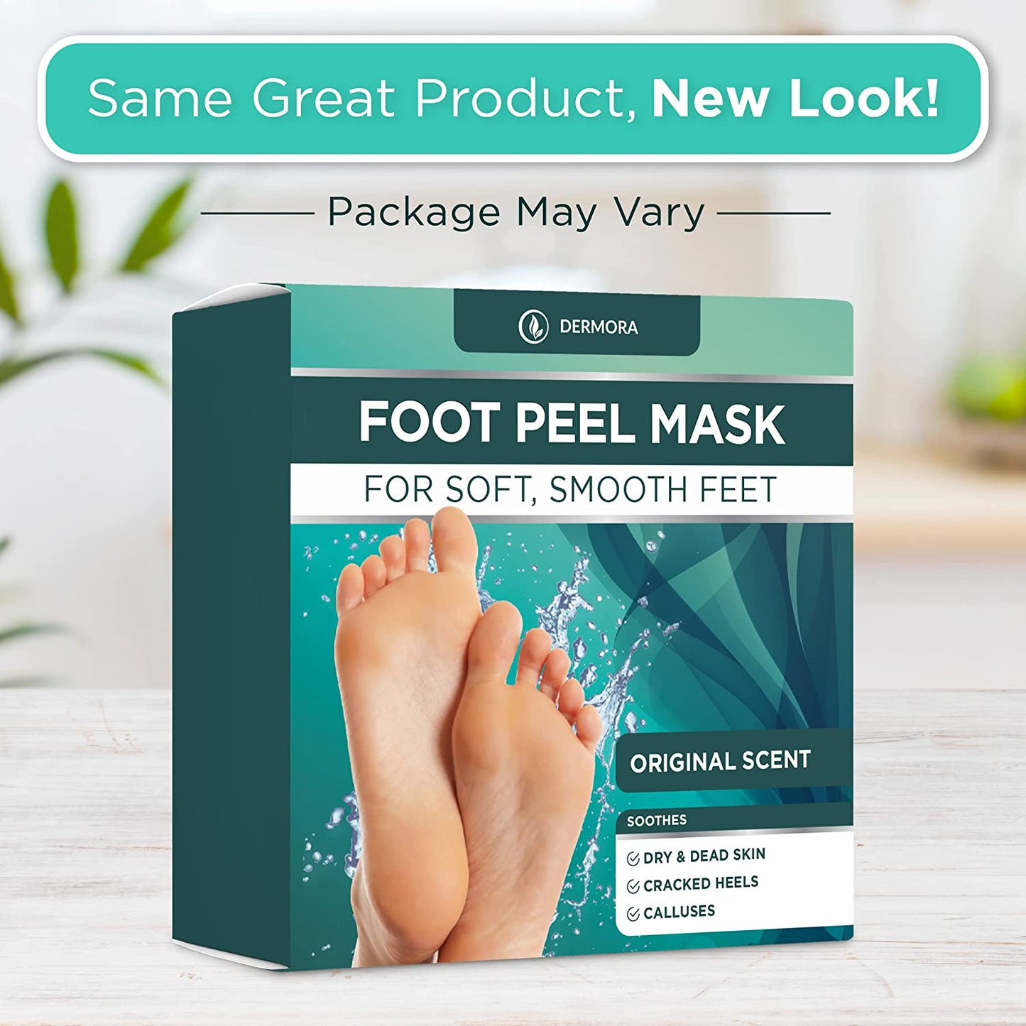Foot Peel Mask - 2 Pack of Regular Size Skin Exfoliating Foot Masks for Dry, Cracked Feet, Callus, Dead Skin Remover - Feet Peeling Mask for Baby Soft Feet, Original Scent
