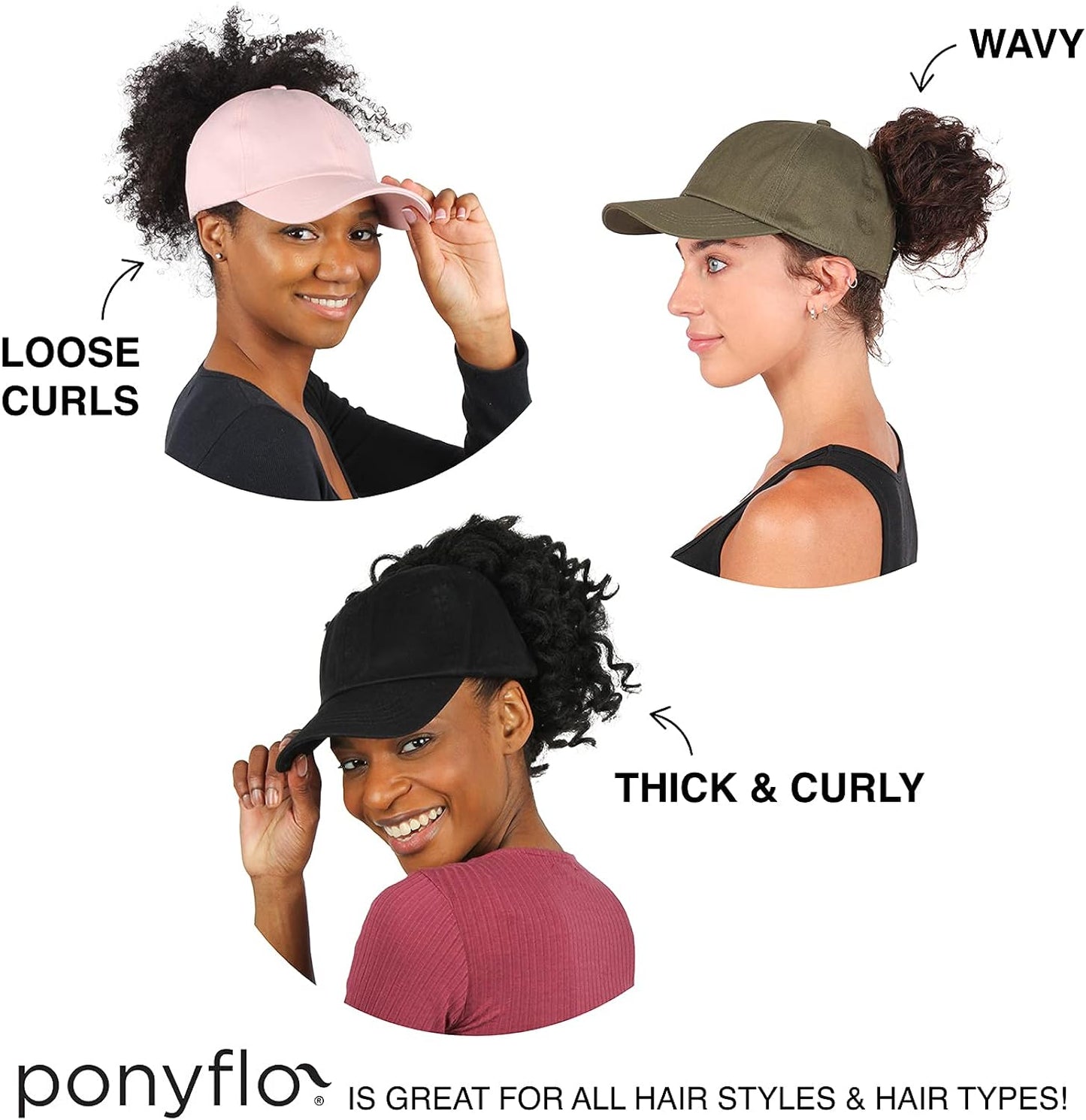 Satin-Lined Ponytail Cap - Designed for Women with Curly Hair, Ponytail Hats for Women, Curly Hair Baseball Cap