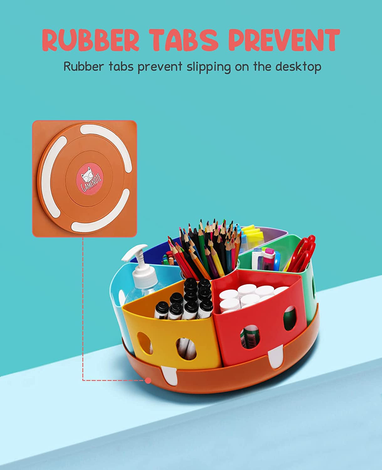 Rotating Art Supply Organizer - Lazy Susan Office School Supplies for Kids Desk Organizers and Storage Homeschool Craft Caddy Classroom Organization (Large)