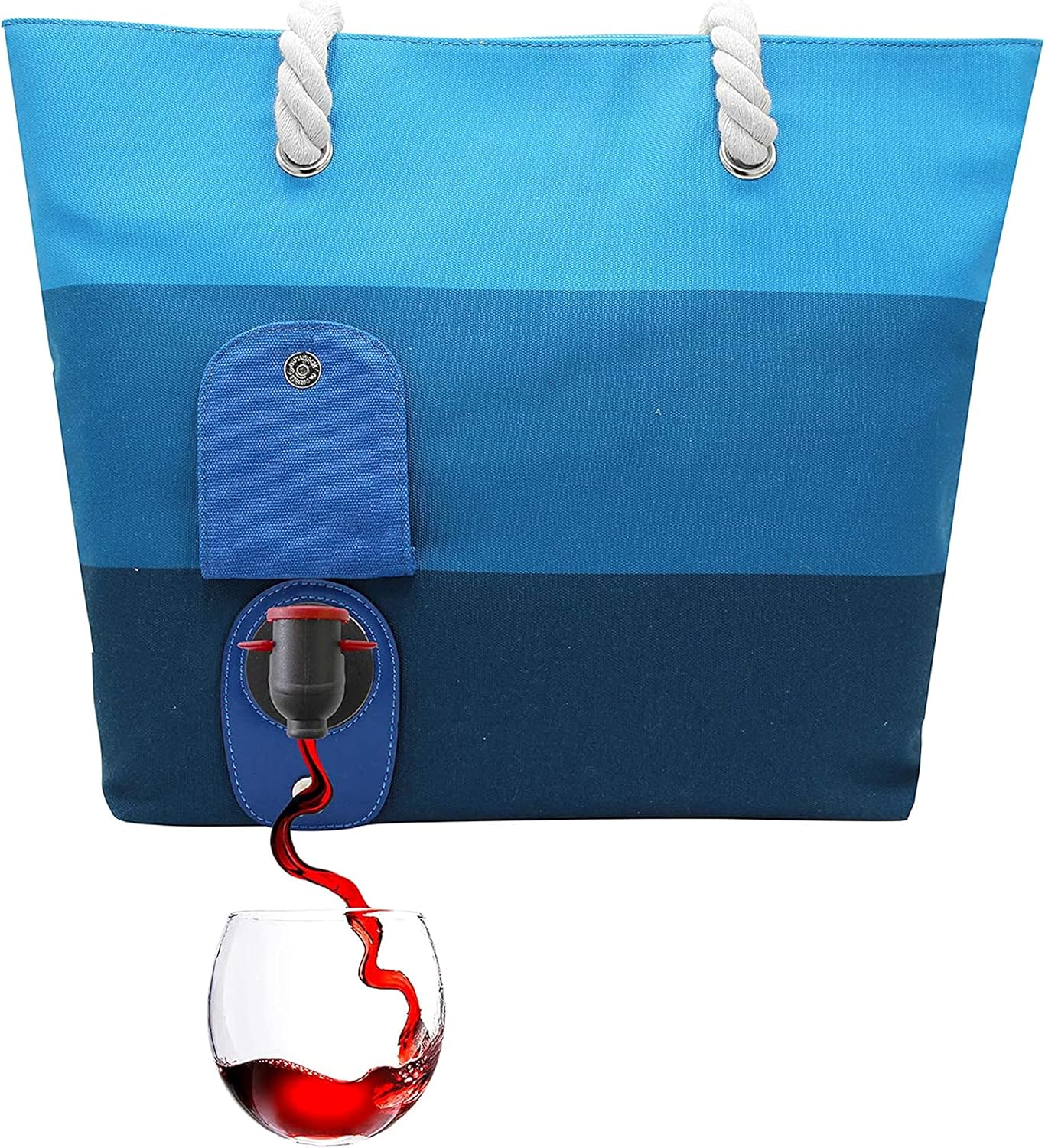 Tote Beach Bag - Canvas Wine Purse with Hidden Spout and Dispenser Flask for Wine Lovers That Holds and Pours 2 Bottles of Wine! Traveling, Concerts, Bachelorette Party - Sangria