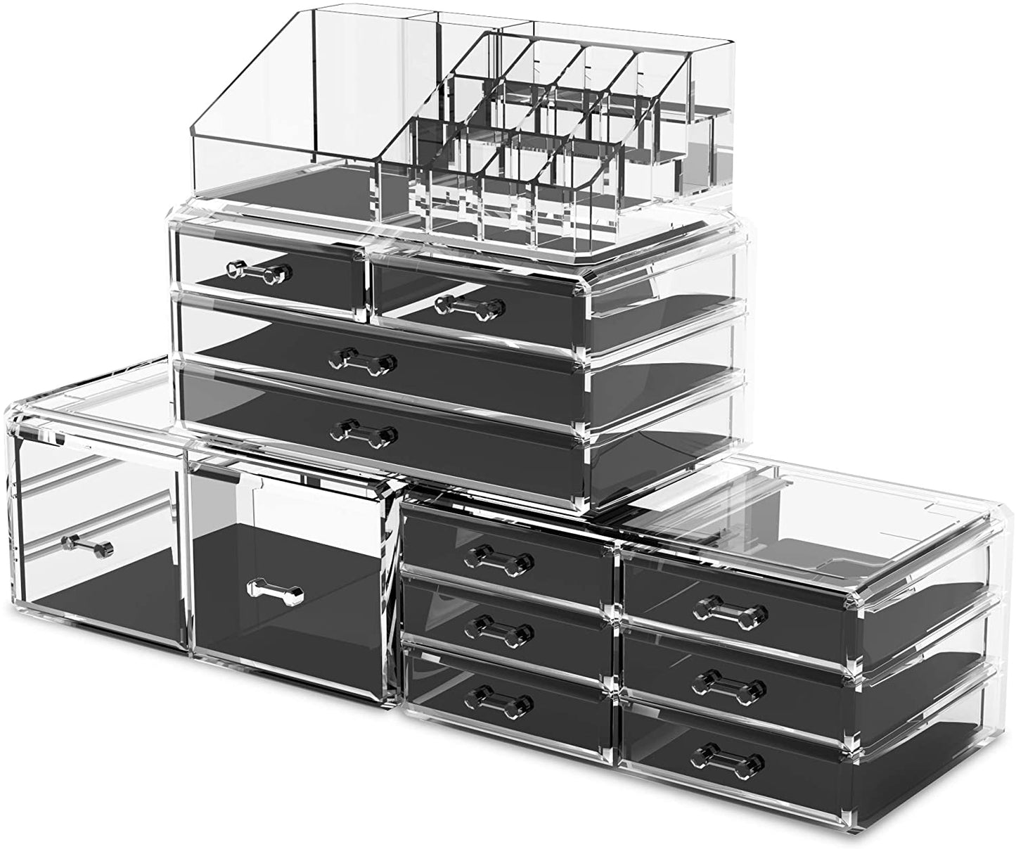 Makeup Cosmetic Organizer Storage Drawers Display Boxes Case with 12 Drawers(Clear)