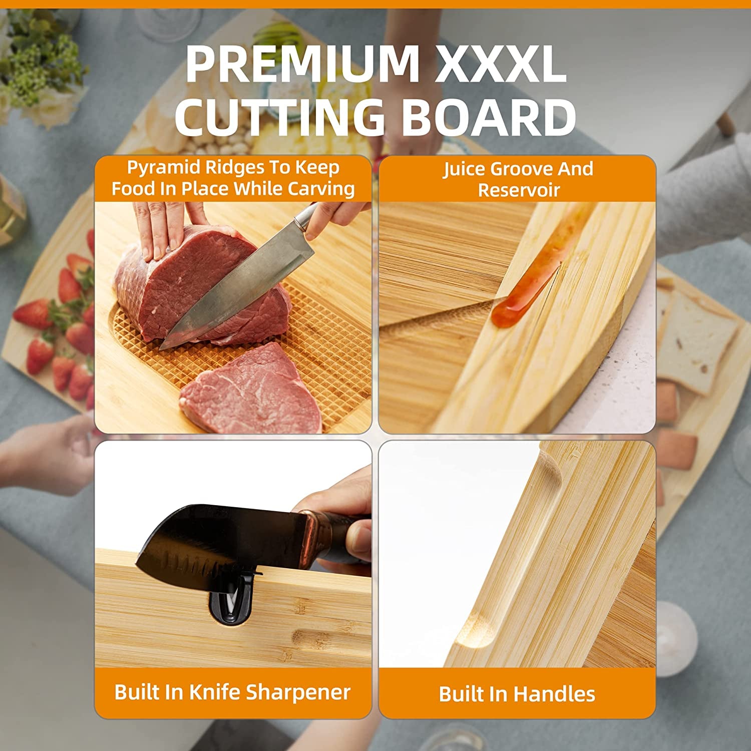 30X20 Bamboo Extra Large Cutting Board- Use as a Charcuterie Board, Butcher Block, over Sink, Brisket, Rv Stove Top Cover, Noodle Board Stove Cover, Meat Cutting Board
