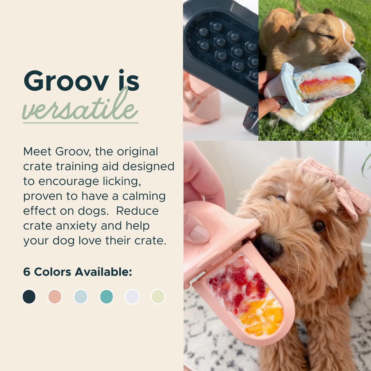 Groov Dog Training Toy I Puppy Training Aid I Crate Training Aids for Puppies I Attaches to Crate I Reduces Anxiety I Dog Treat Dispenser I Dog Kennel Toys I Navy
