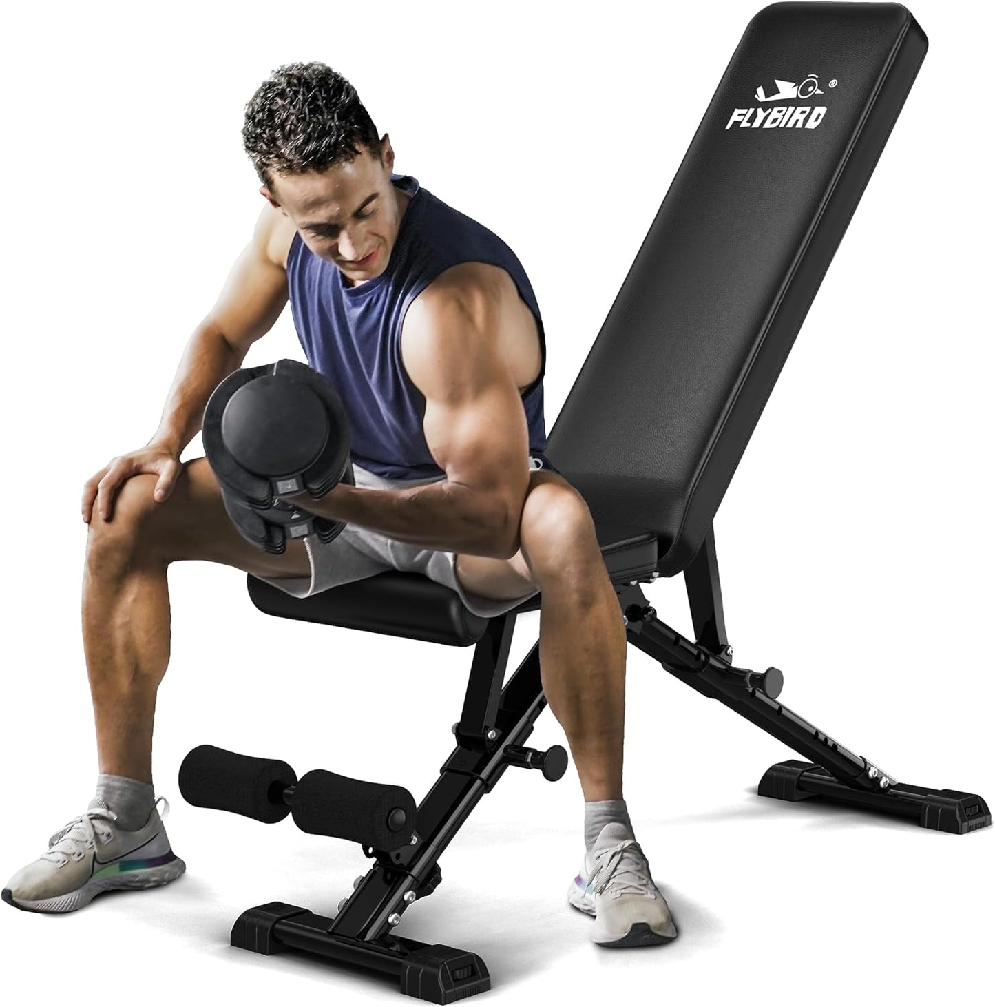 Weight Bench, Adjustable Strength Training Bench for Full Body Workout with Fast Folding-New Version