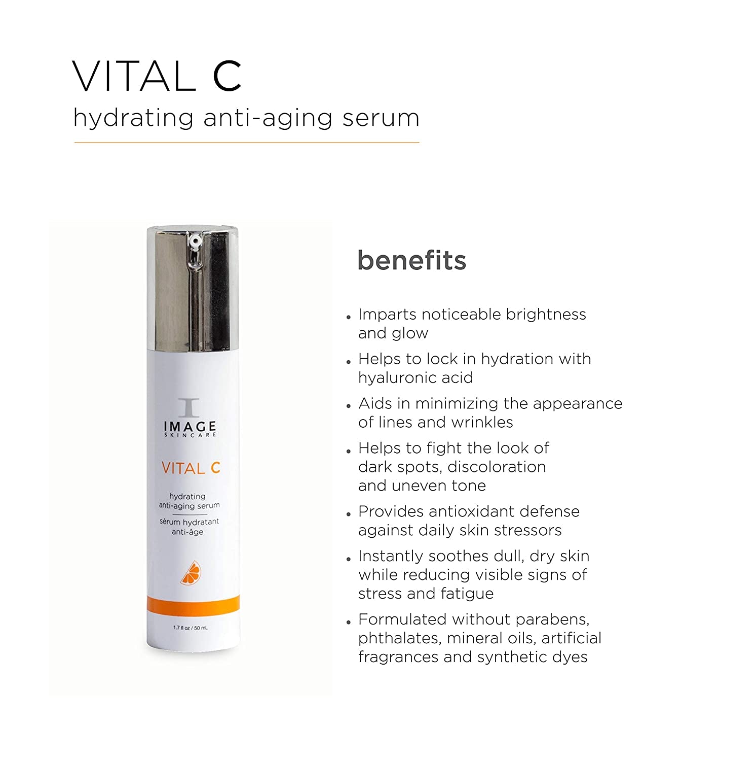 , VITAL C Hydrating Serum, with Potent Vitamin C to Brighten, Tone and Smooth Appearance of Wrinkles, 1.7 Fl Oz