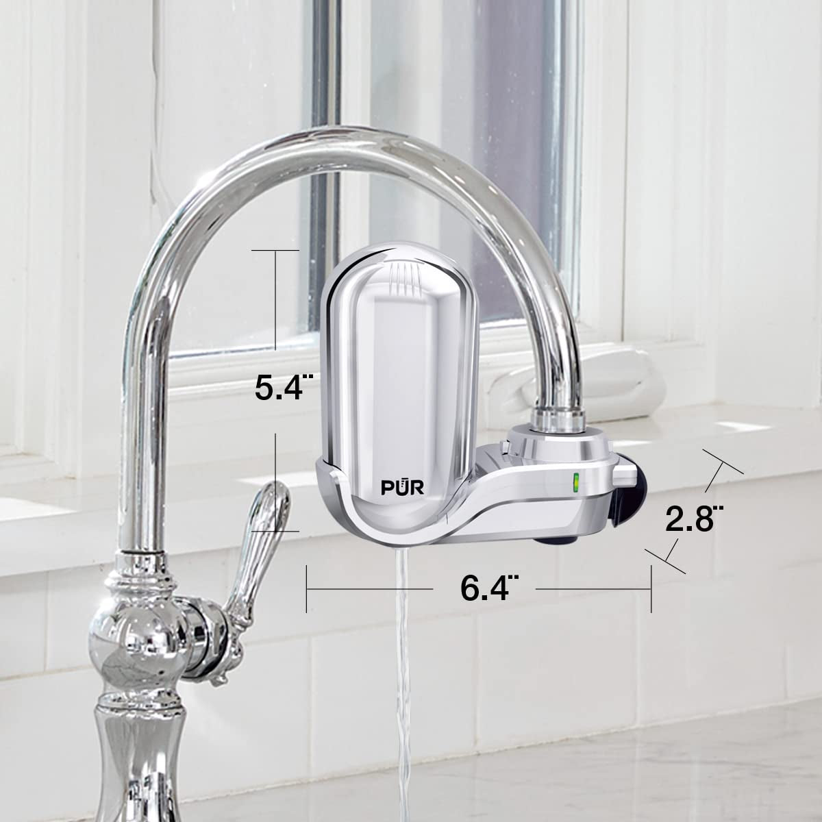 plus Faucet Mount Water Filtration System, Chrome – Vertical Faucet Mount Water Filter for Sink – Crisp, Great-Tasting Filtered Water, FM3700